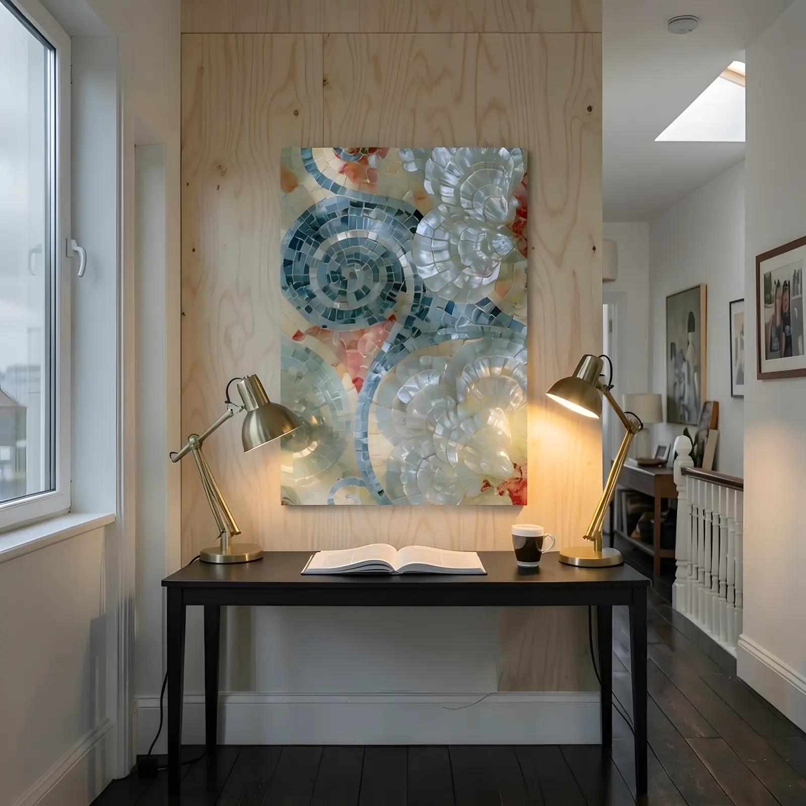 Mosaic Shell Glass Wall Art Coastal Spiral Tile | Tempered Glass Print — 5