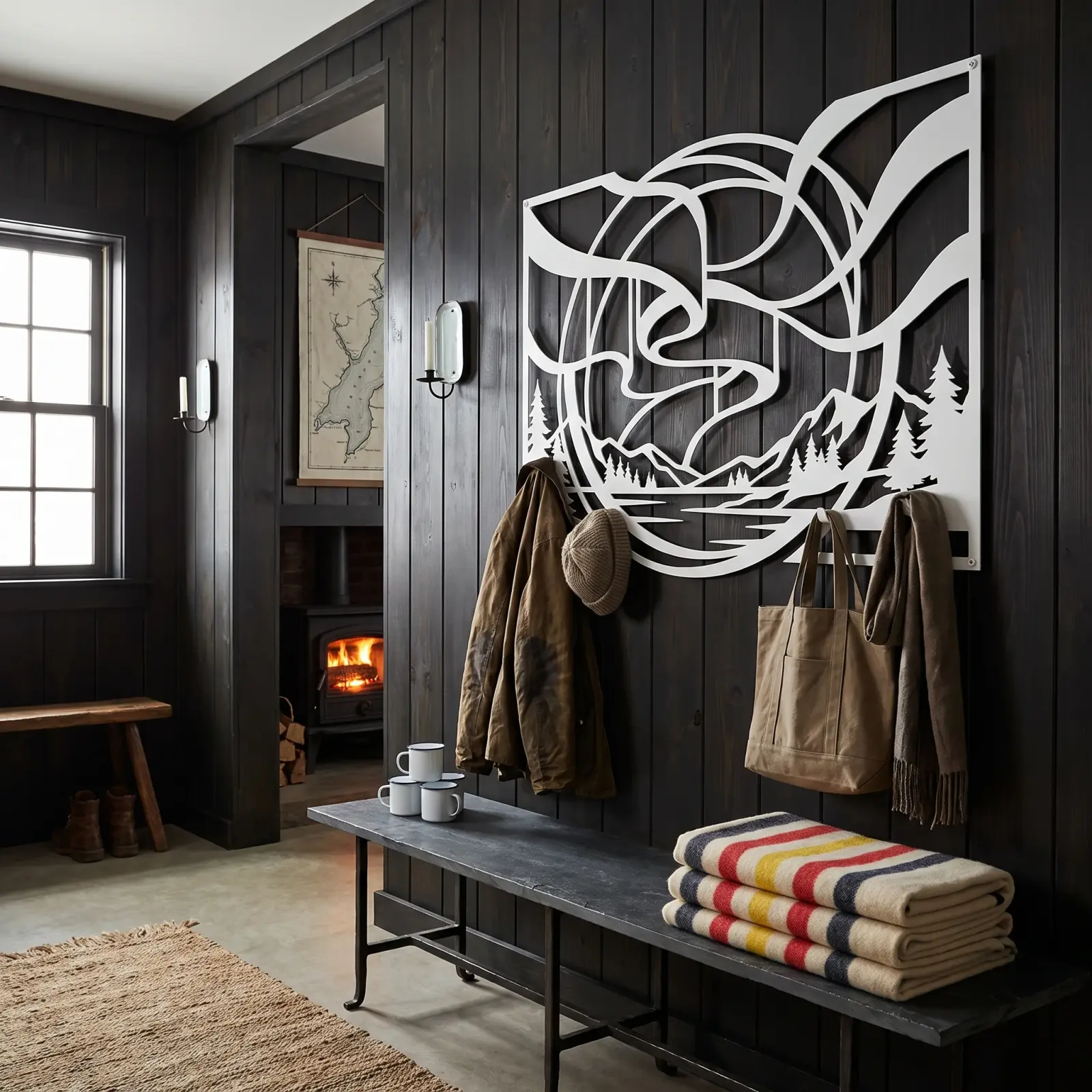 Northern Lights Metal Coat Rack Wall Art – Aurora Drift, Entryway and Mudroom Decor — 2