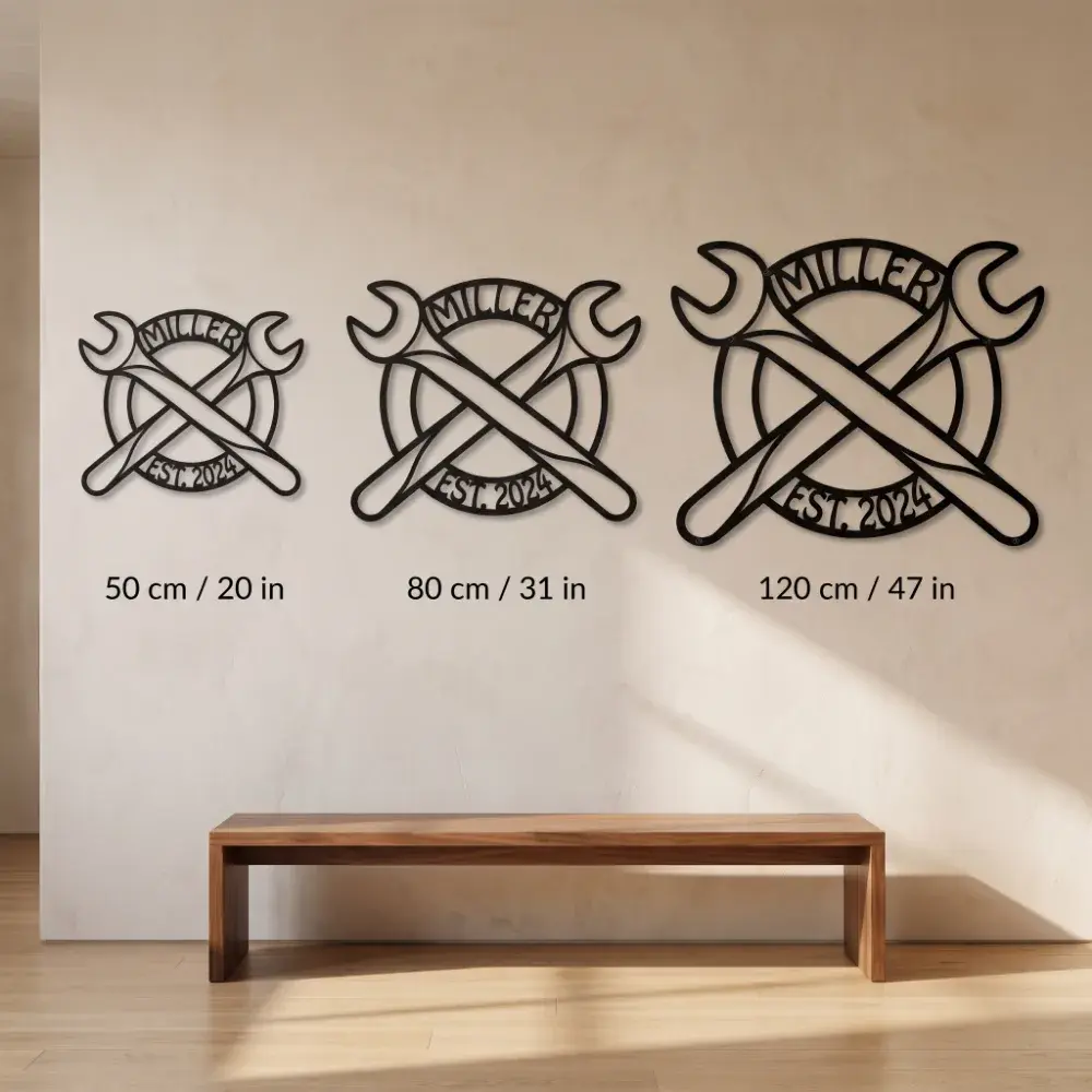 Custom Garage Metal Wall Art – Iron Wrench, Workshop Decor Auto Teacher Gift — 10