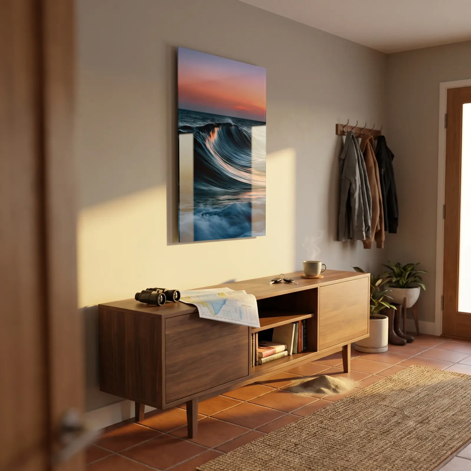 Ocean Wave Glass Wall Art Sunset Seascape | Tempered Glass Print — 2