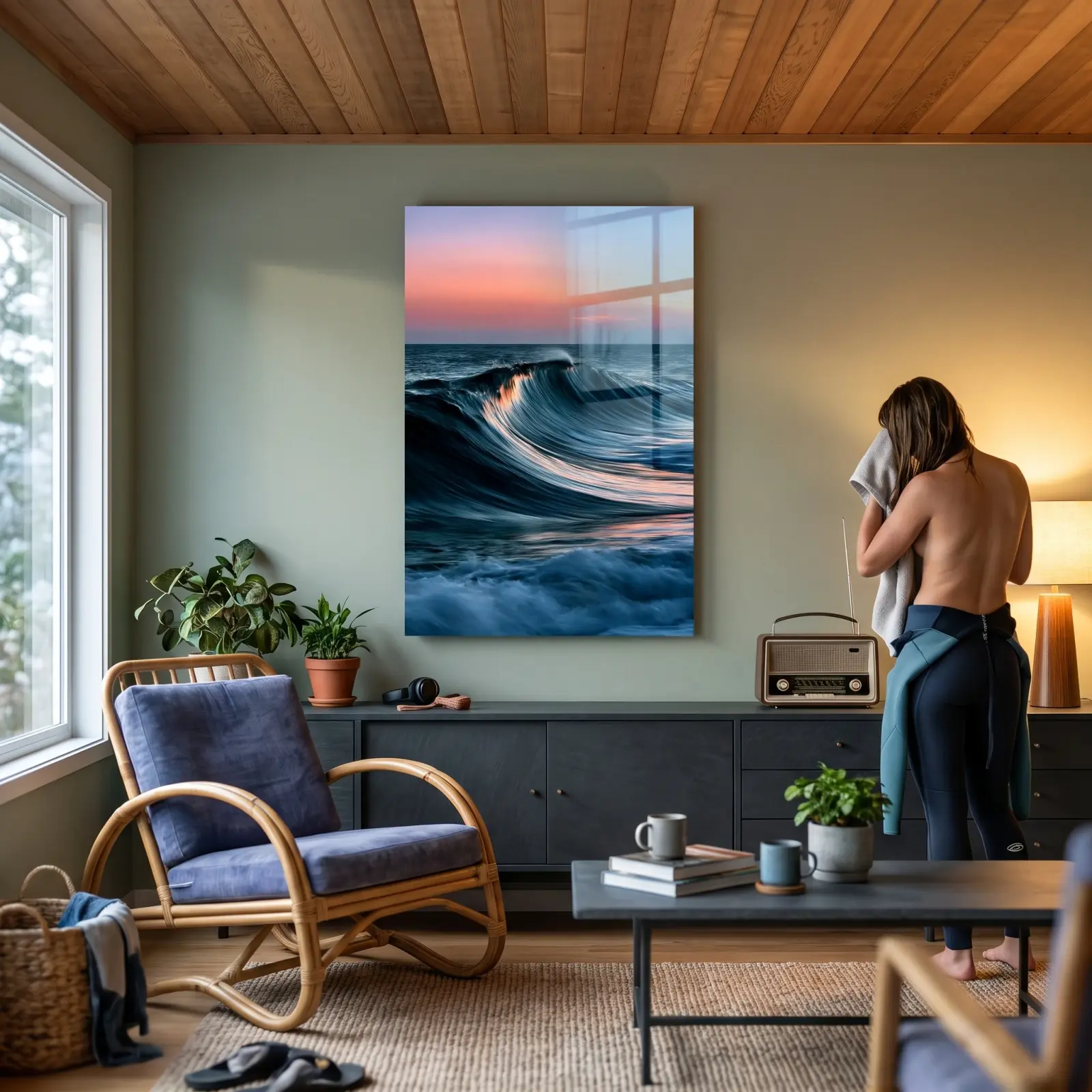 Ocean Wave Glass Wall Art Sunset Seascape | Tempered Glass Print — 3