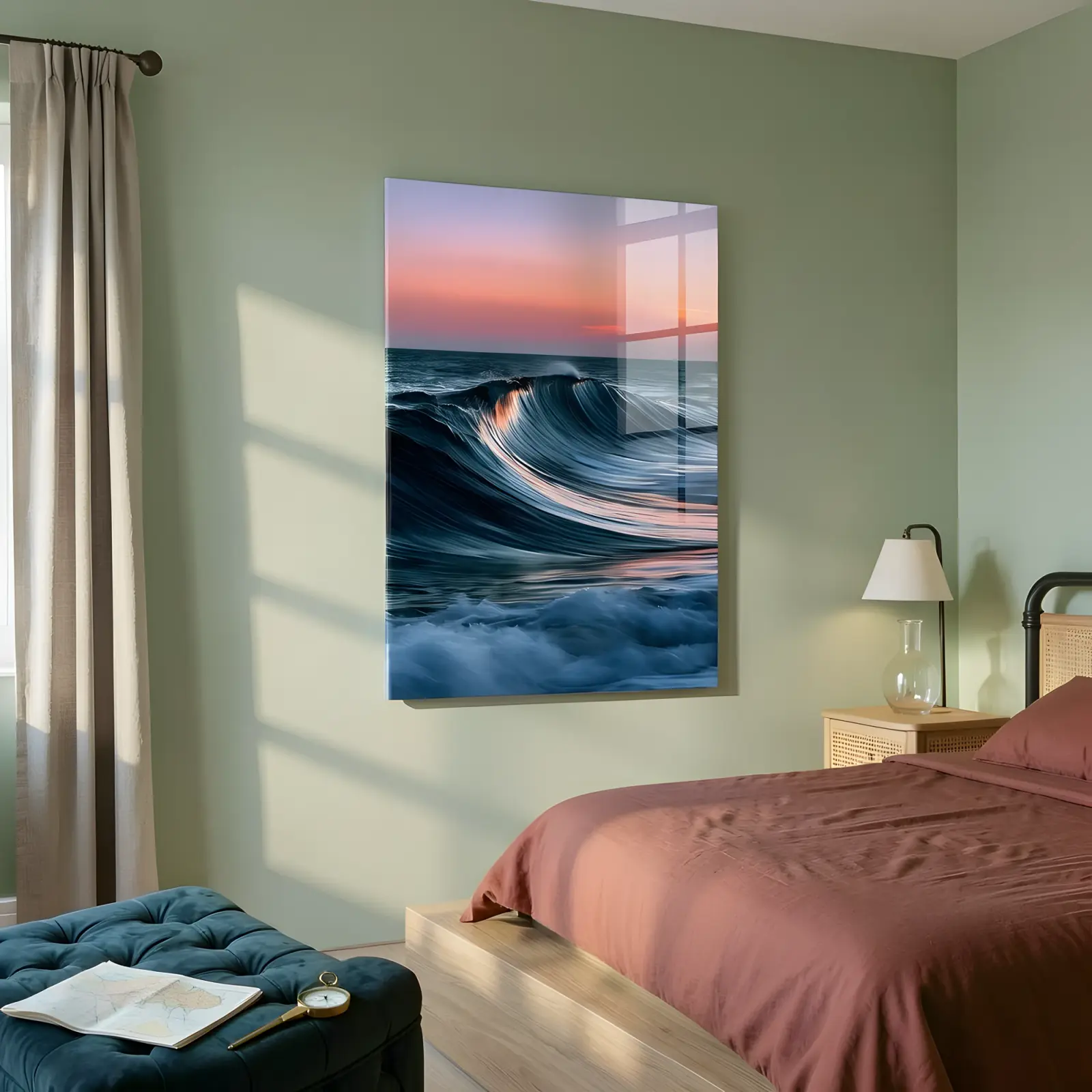Ocean Wave Glass Wall Art Sunset Seascape | Tempered Glass Print — 5