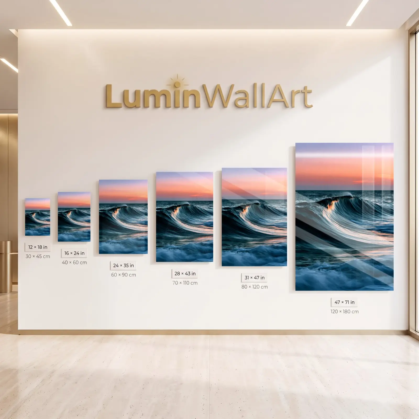 Ocean Wave Glass Wall Art Sunset Seascape | Tempered Glass Print — 8