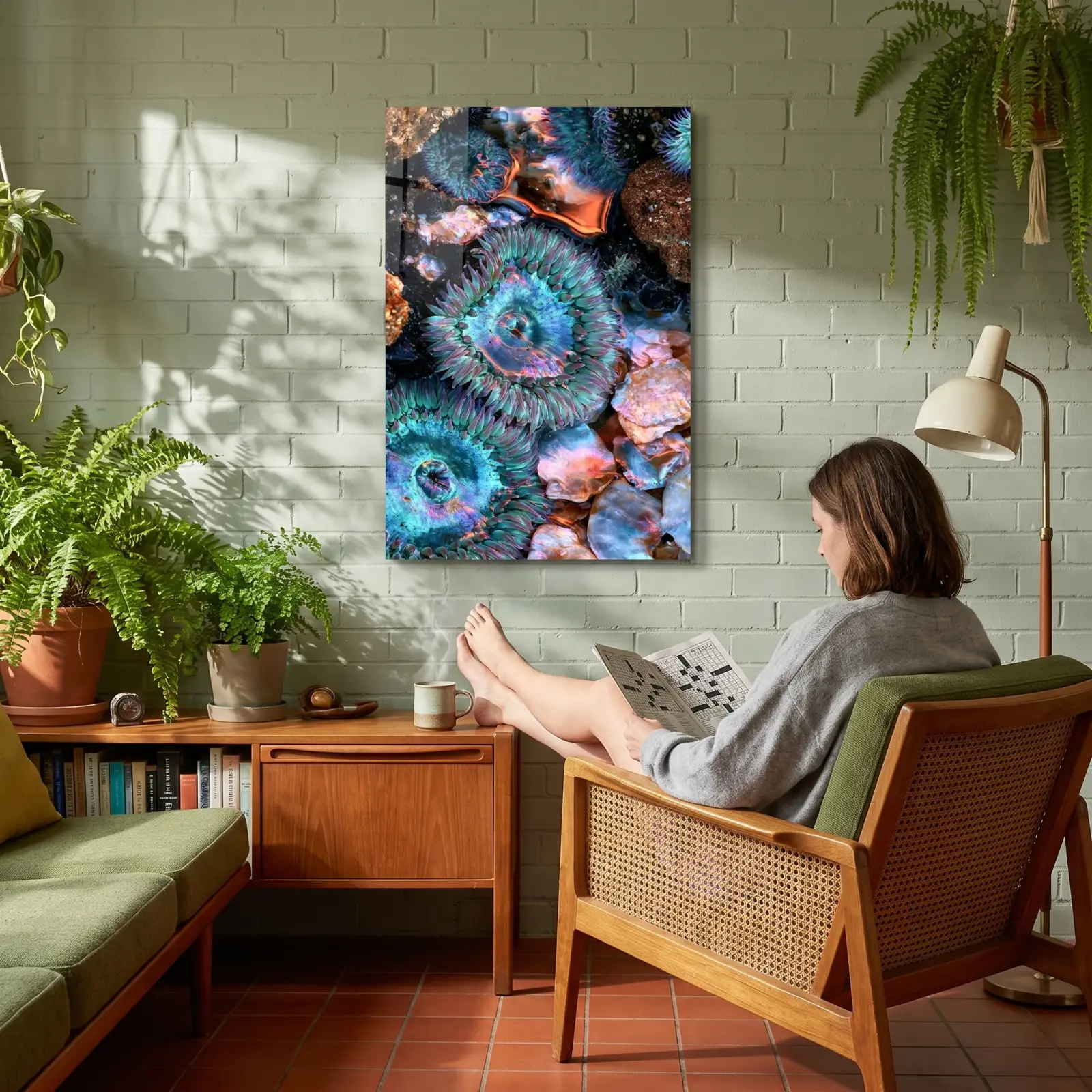 Sea Anemone Tide Pool Macro Ocean Glass Wall Art — 3
