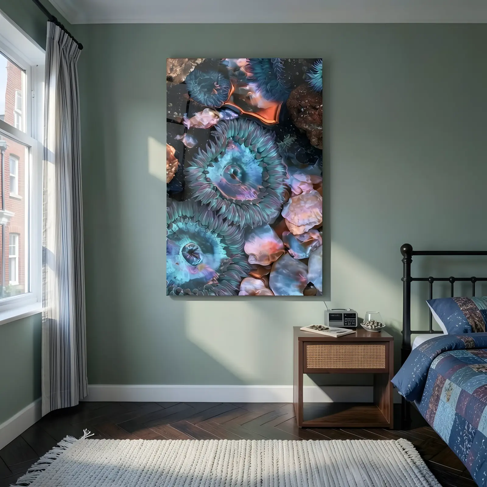 Sea Anemone Tide Pool Macro Ocean Glass Wall Art — 5