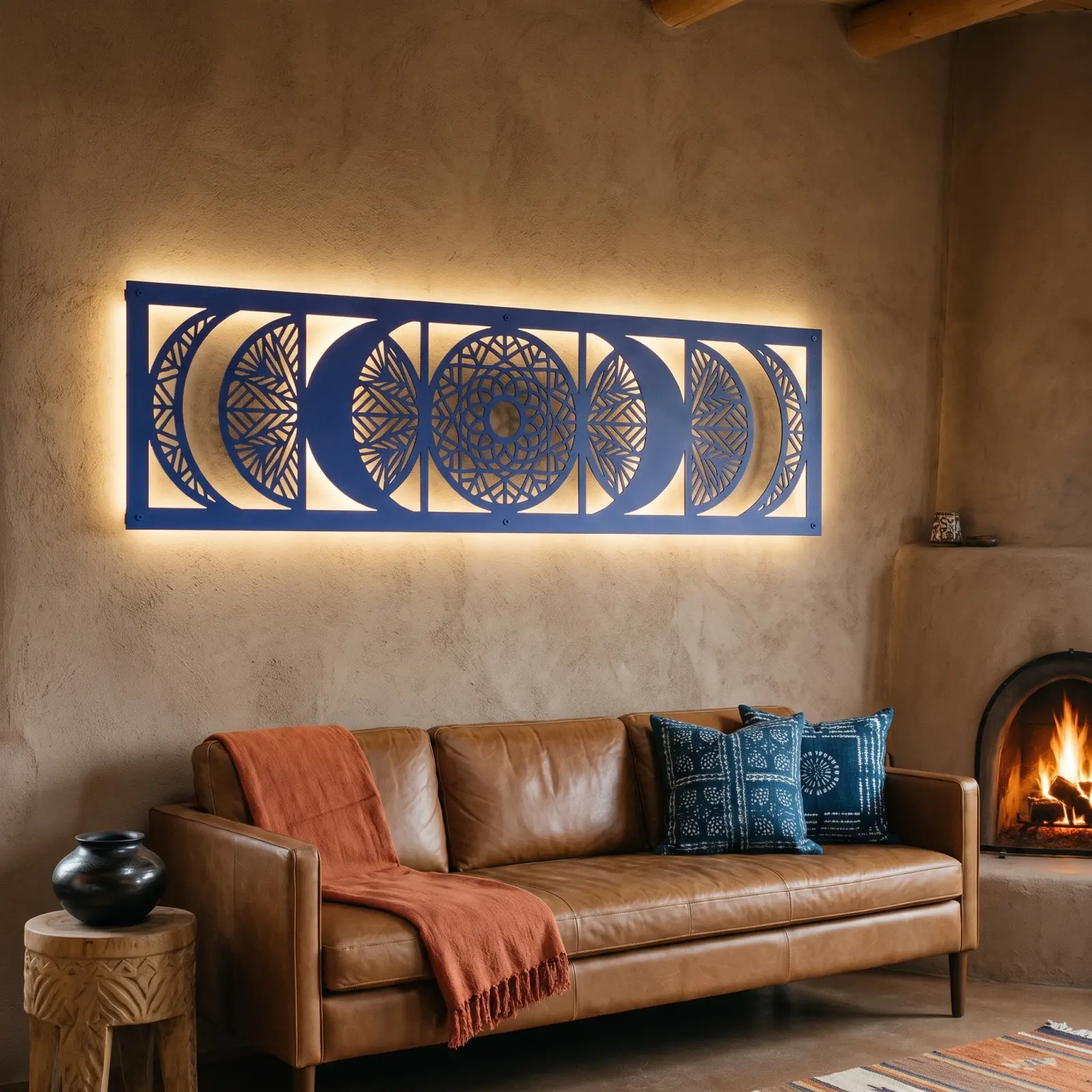 Moon Phase Metal LED Wall Art – Lunar Vigil, Bedroom and Living Room Decor