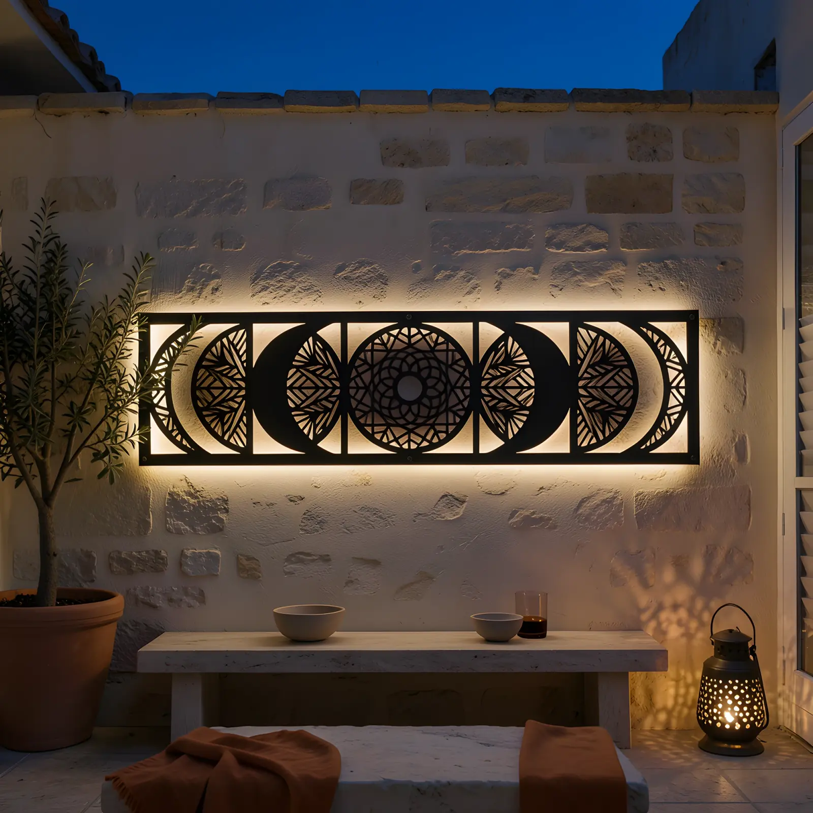 Moon Phase Metal LED Wall Art – Lunar Vigil, Bedroom and Living Room Decor — 5