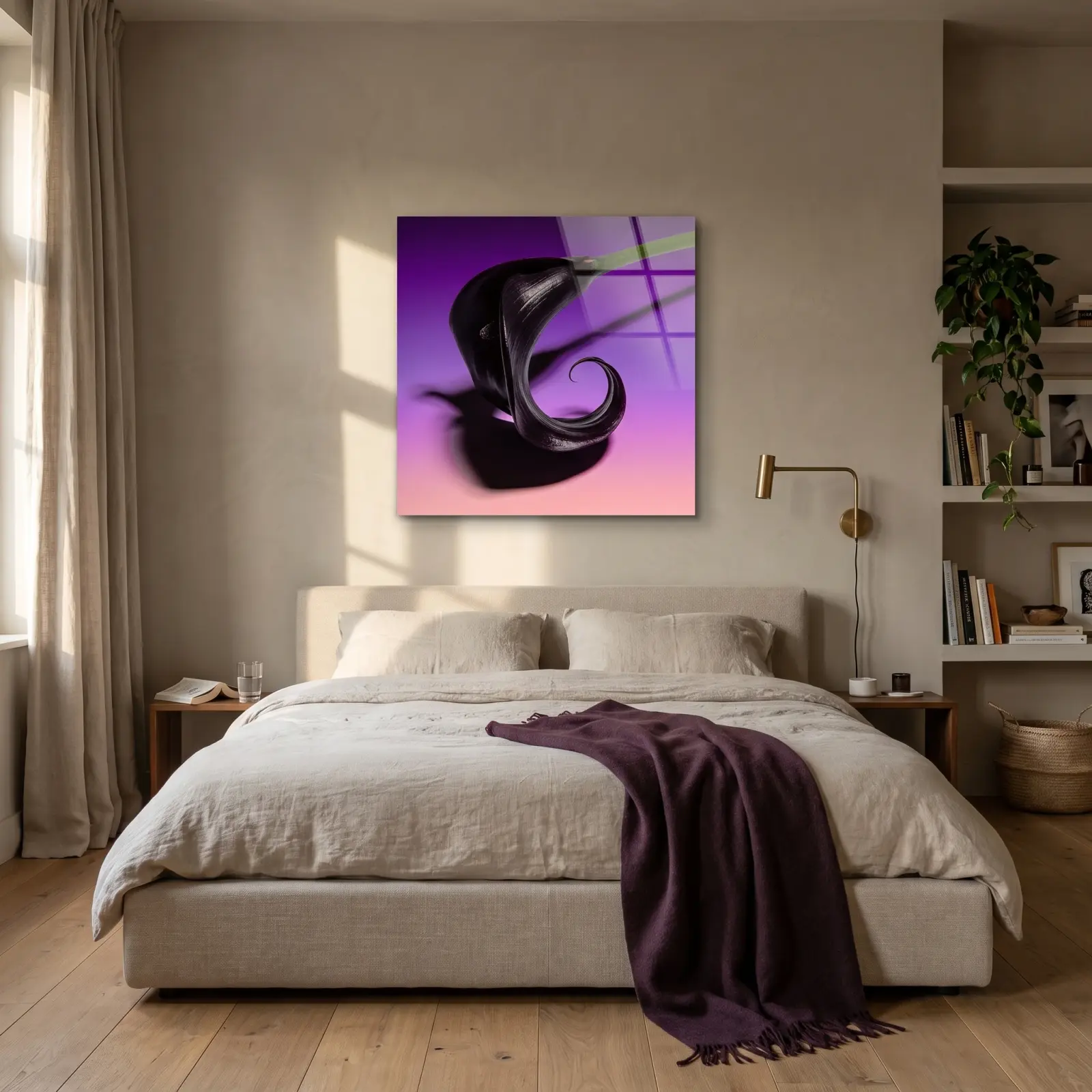 Black Calla Lily Wall Art Dark Floral Purple Bloom | Glass Wall Art