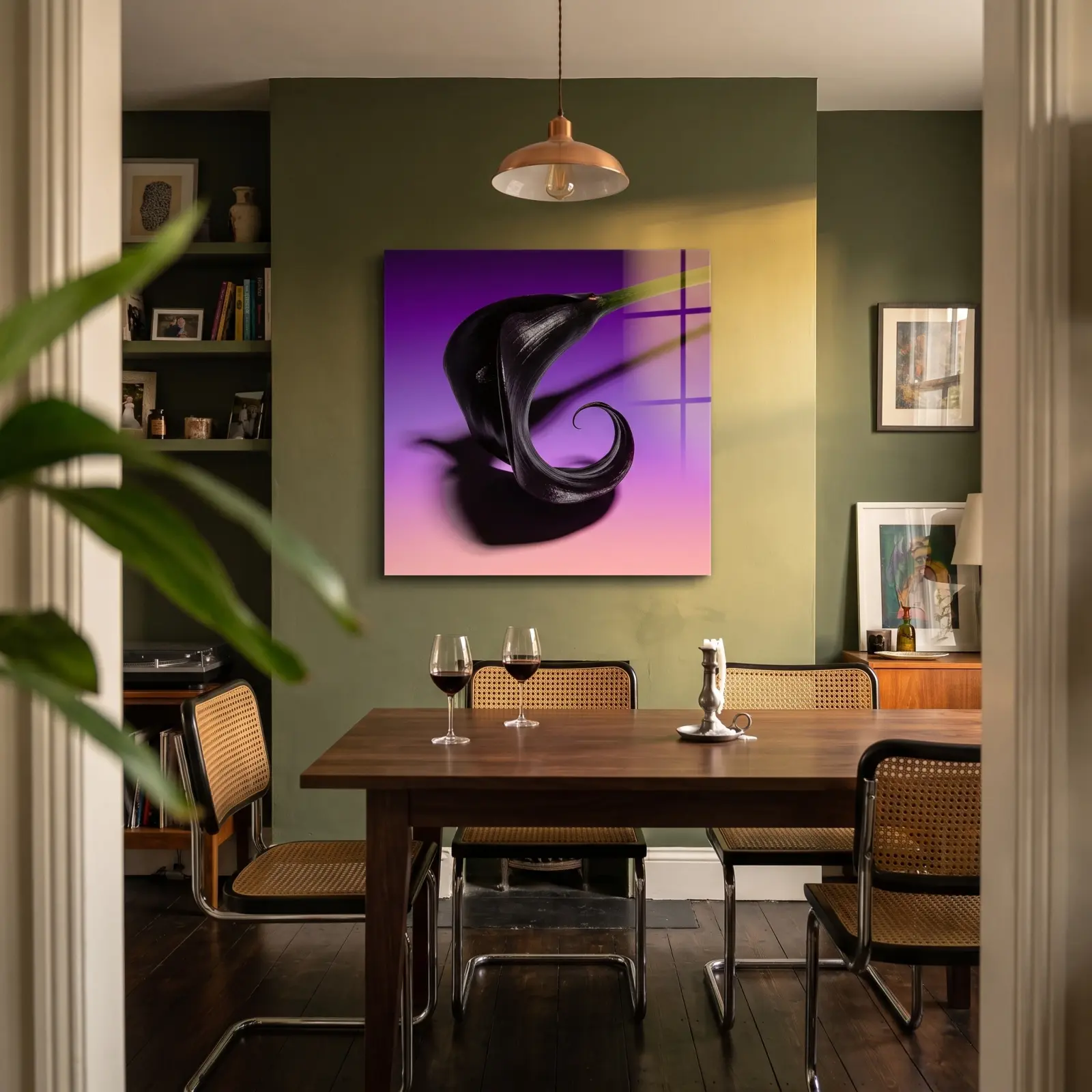 Black Calla Lily Wall Art Dark Floral Purple Bloom | Glass Wall Art — 2