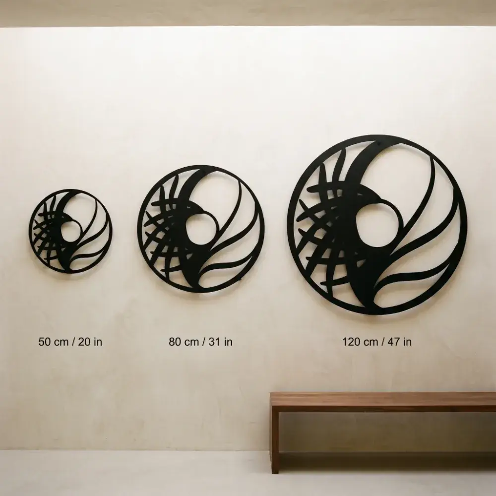 Circle Metal LED Wall Art – Tidal Orbit, Modern Backlit Living Room Decor for Couples — 11