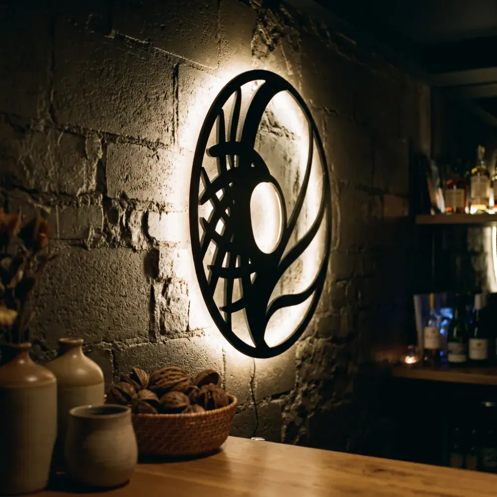 Circle Metal LED Wall Art – Tidal Orbit, Modern Backlit Living Room Decor for Couples — 7