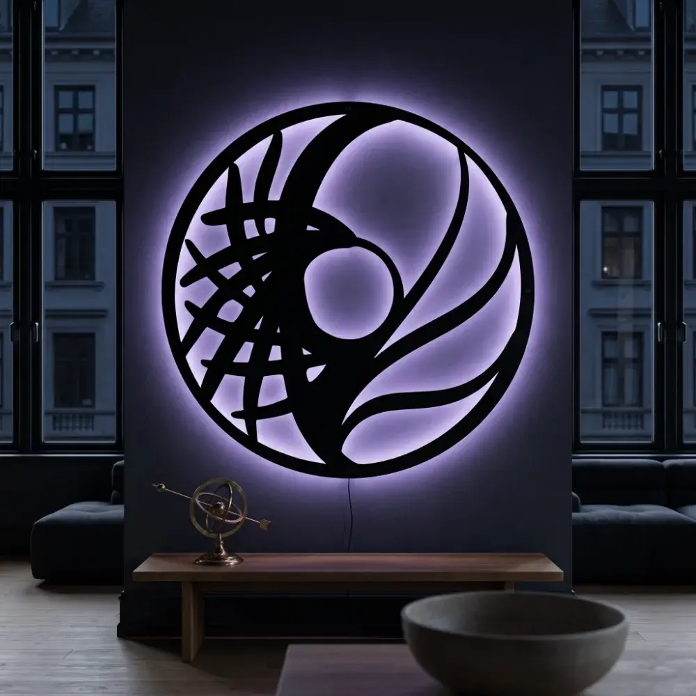 Circle Metal LED Wall Art – Tidal Orbit, Modern Backlit Living Room Decor for Couples — 8