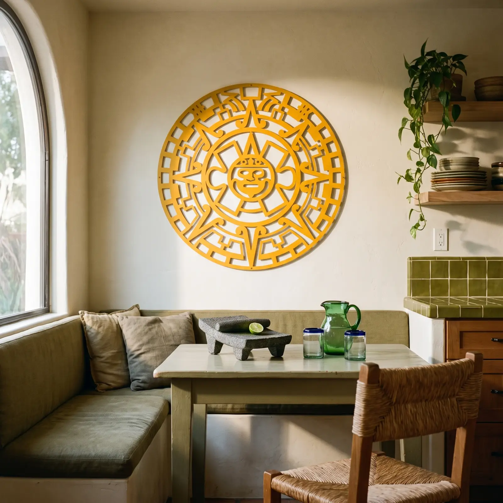 Aztec Sun Stone Metal Wall Art – Solar Codex, Living Room Heritage Decor — 8