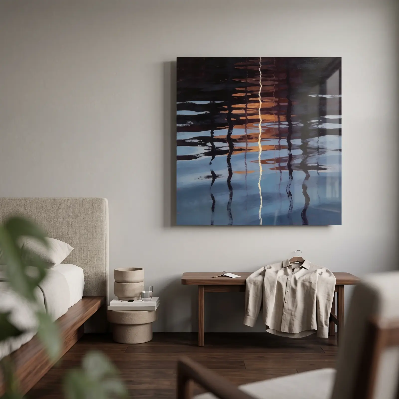 Harbor Reflection Abstract Water Ripple Art | Glass Wall Art — 2