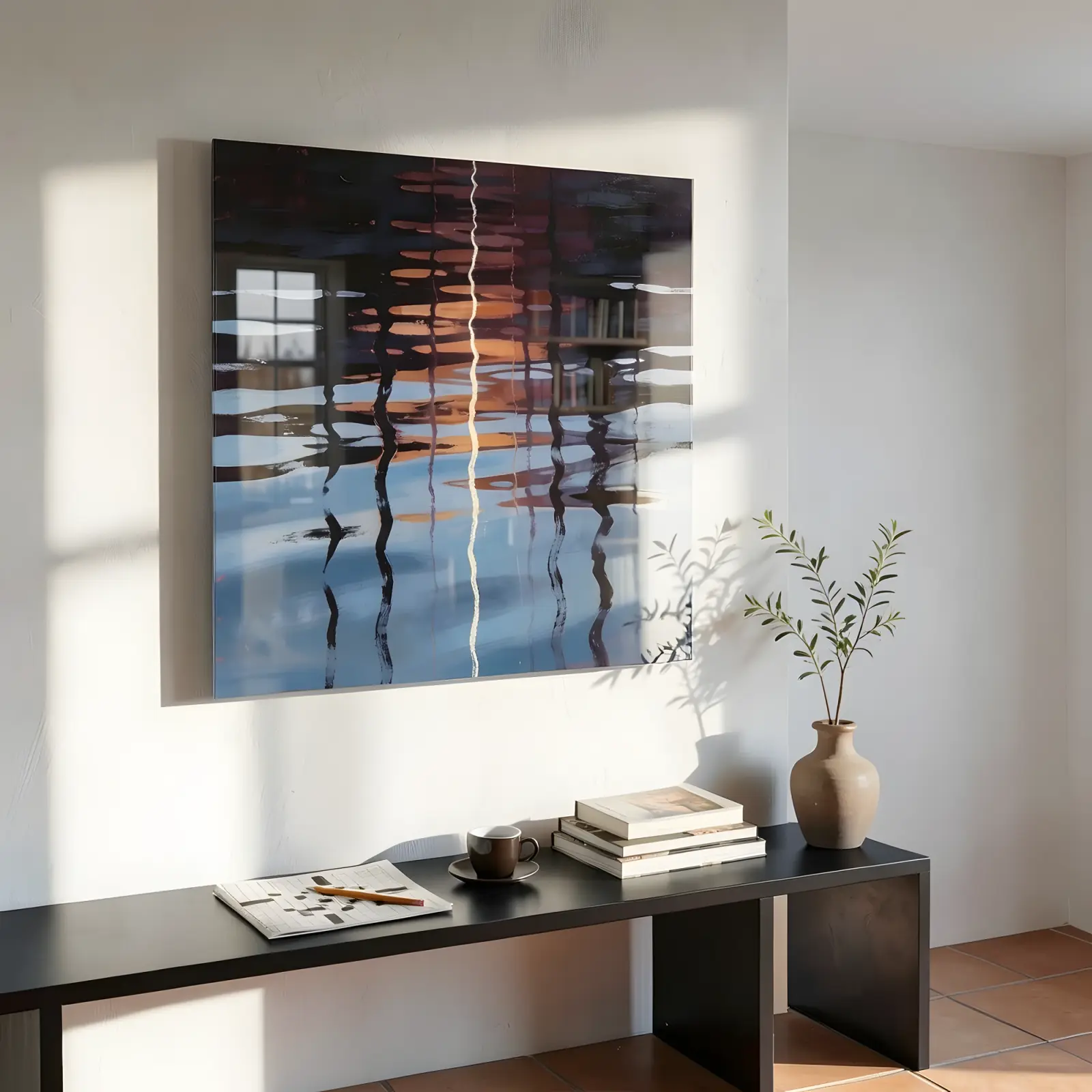 Harbor Reflection Abstract Water Ripple Art | Glass Wall Art — 4