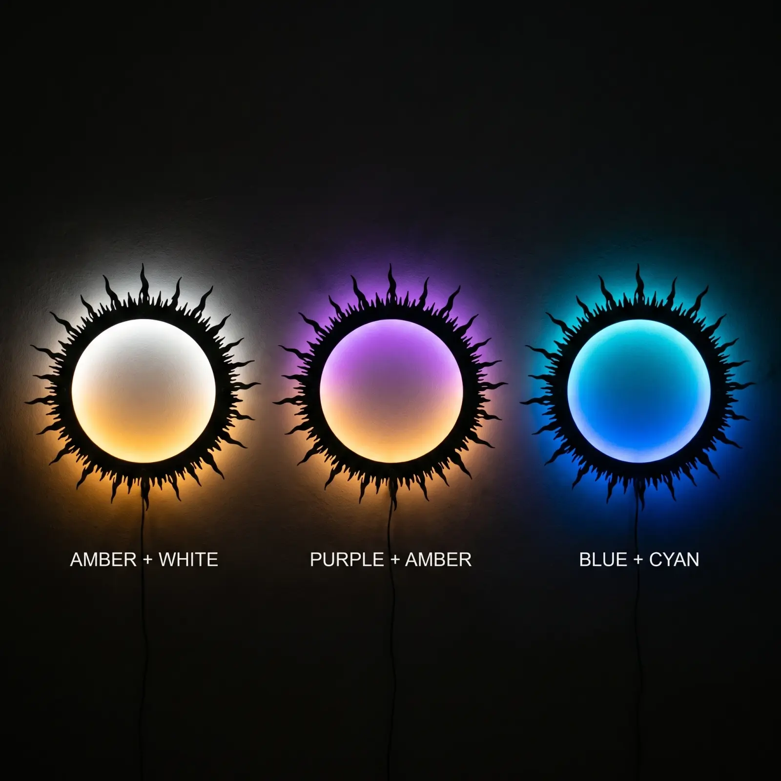 Solar Eclipse Metal Wall Art – Corona Burst, Bohemian Living Room Decor — 9