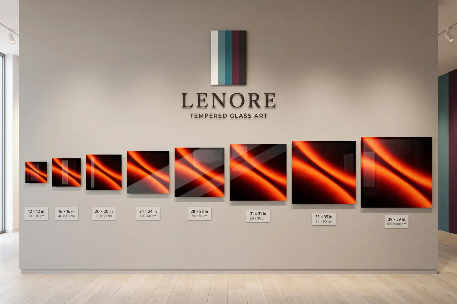 Orange Abstract Glass Wall Art Fiery Light Curve | Tempered Glass Print — 5