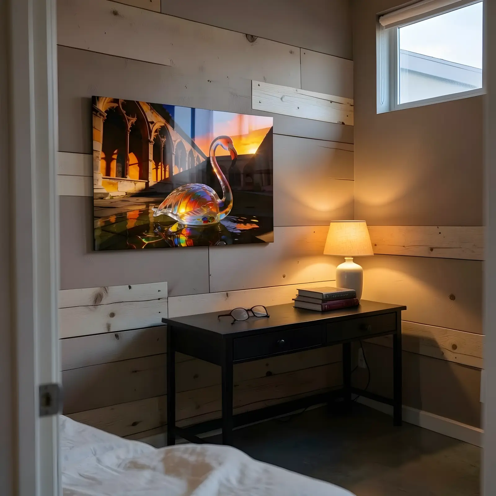 Surreal Flamingo Glass Wall Art Sunset Cloister Tempered Glass Print — 6