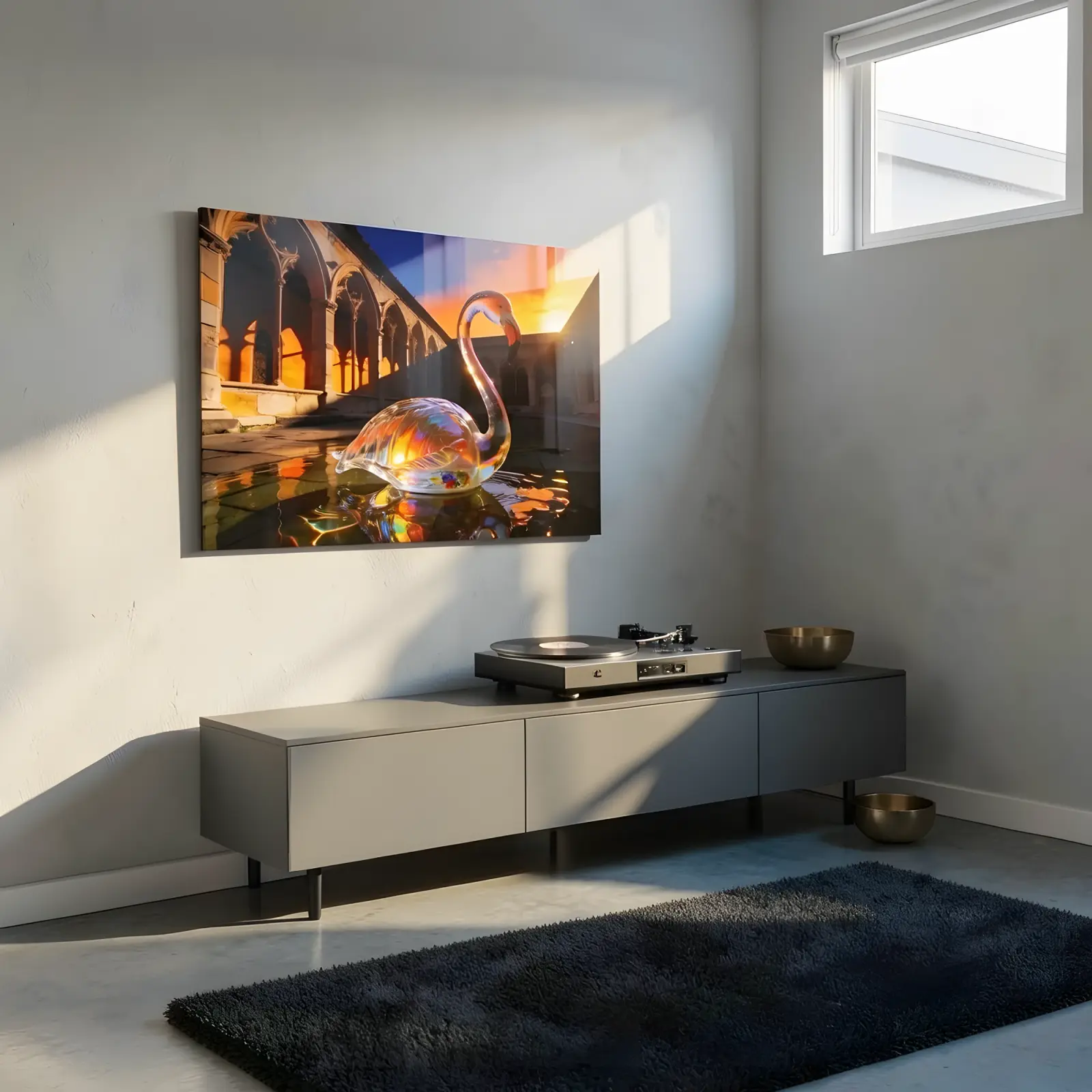 Surreal Flamingo Glass Wall Art Sunset Cloister Tempered Glass Print — 7
