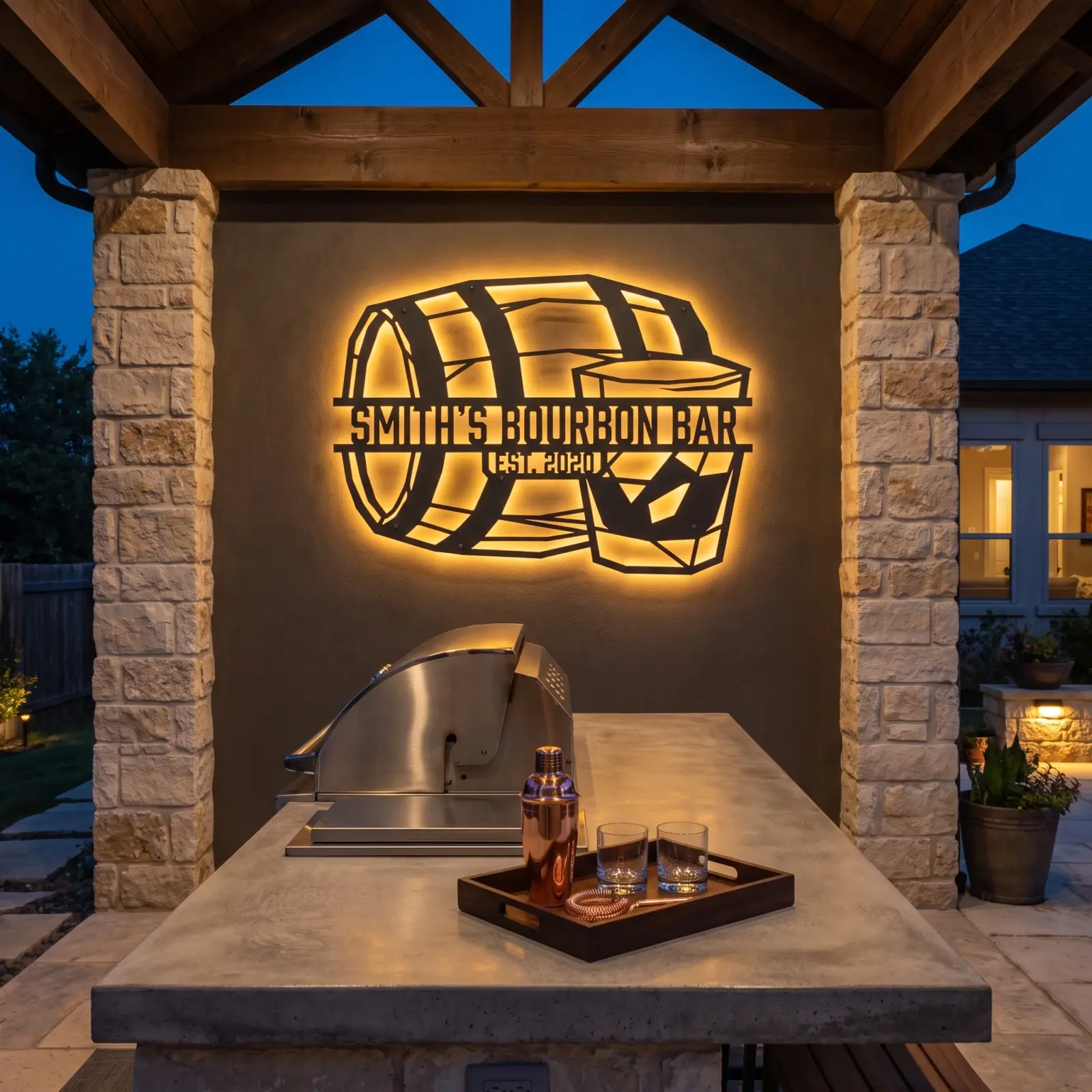 Custom Bourbon Bar Metal Wall Art – Heritage Whiskey, Newlywed Home Lounge Decor — 4