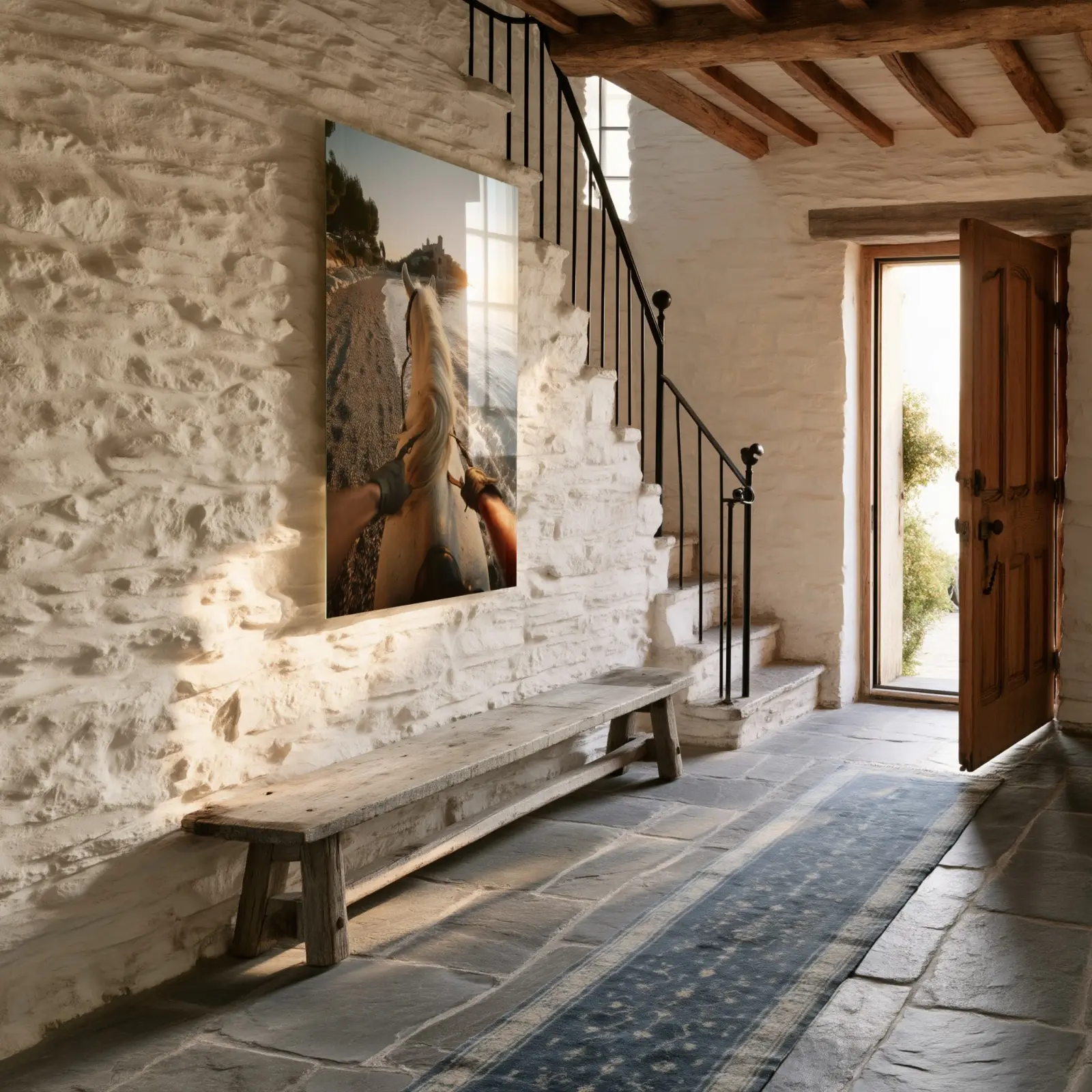 Horseback Beach Ride Golden Hour Coastal | Glass Wall Art — 4