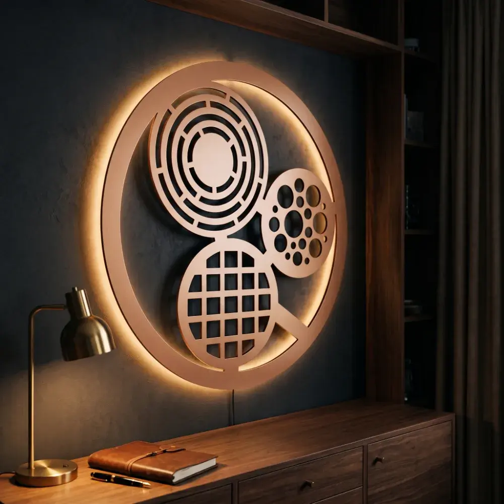 Circles Metal LED Wall Art – Lumen Orbit, Modern Living Room Backlit Decor