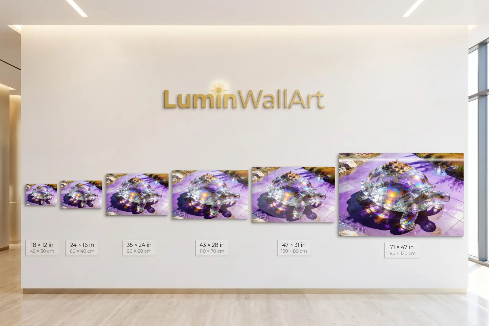 Crystal Tortoise Village Surreal Animal Design | Glass Wall Art — 8