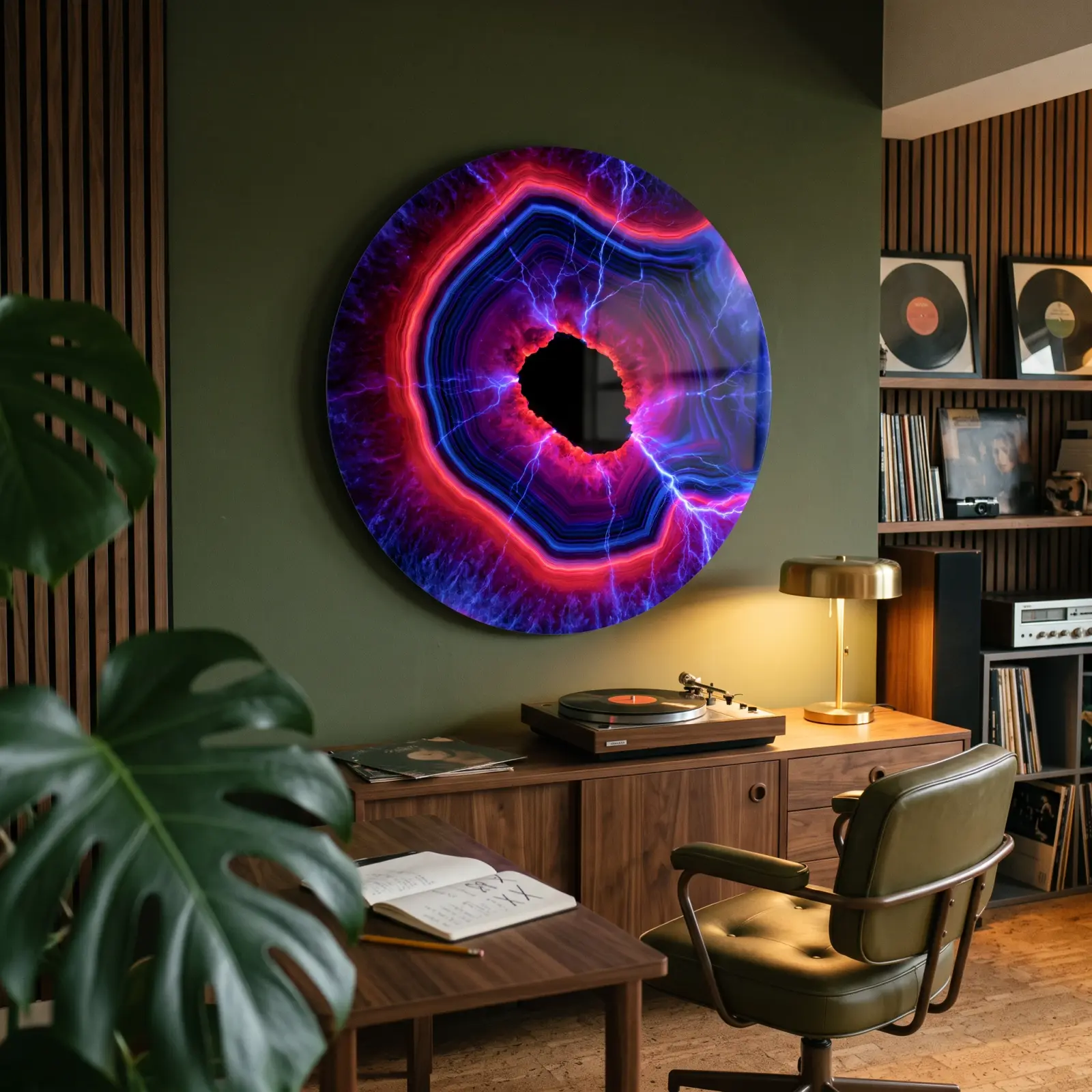 Electric Agate Geode Circular Cosmic Abstract | Glass Wall Art — 2