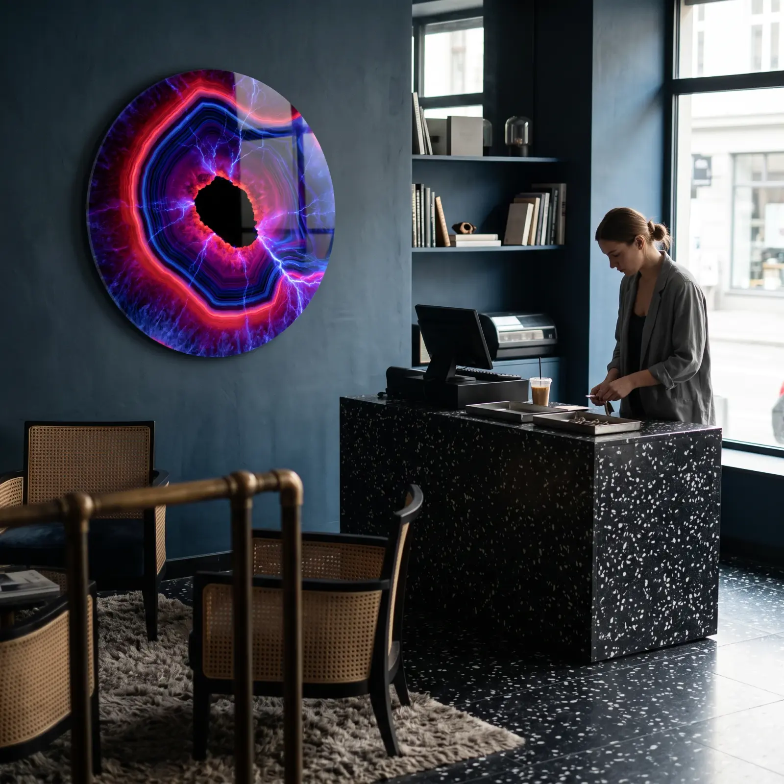 Electric Agate Geode Circular Cosmic Abstract | Glass Wall Art — 3