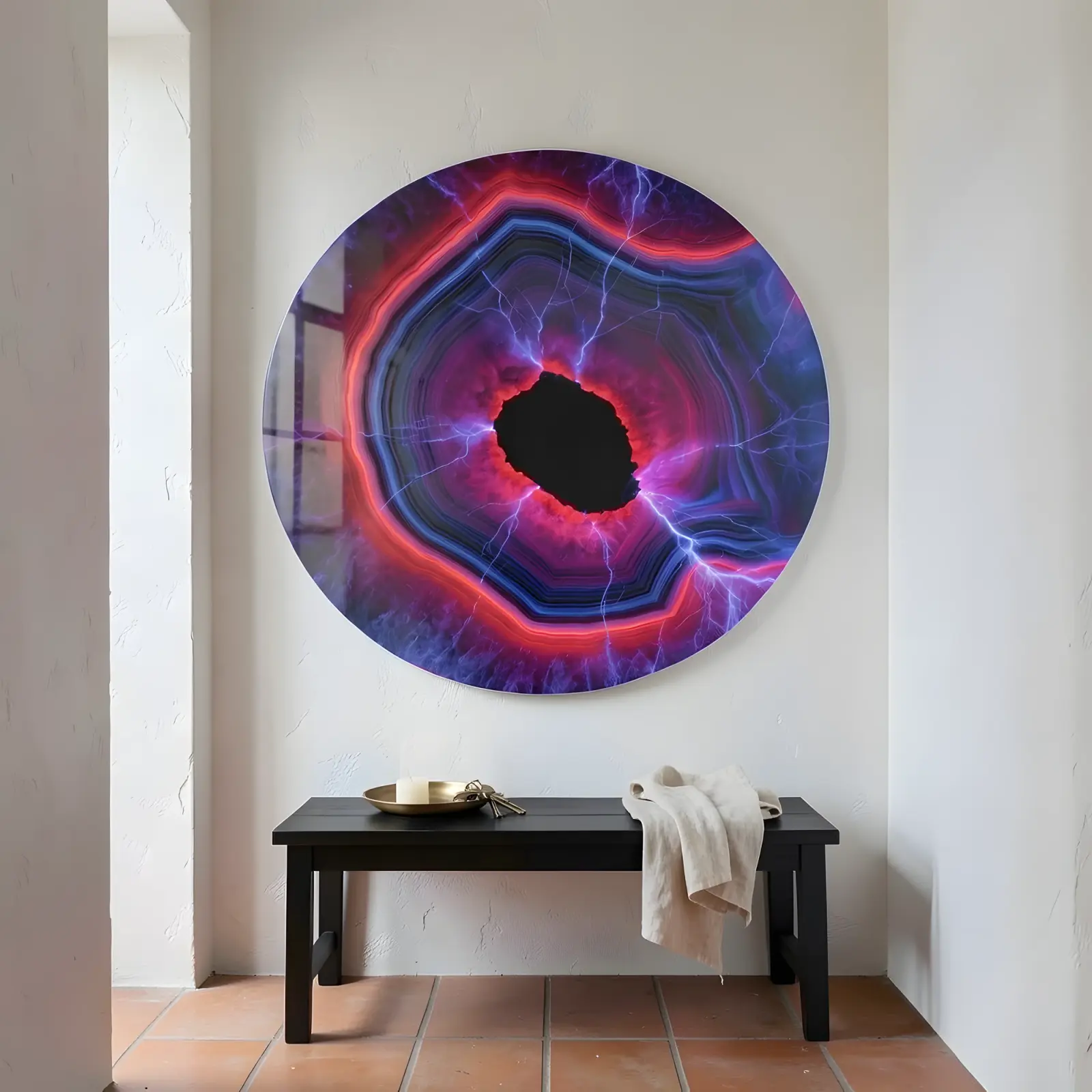 Electric Agate Geode Circular Cosmic Abstract | Glass Wall Art — 4