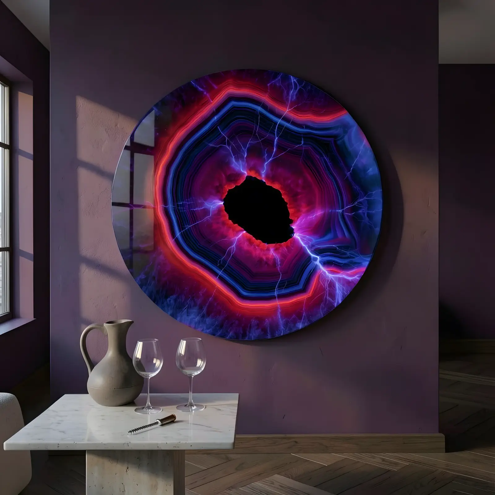 Electric Agate Geode Circular Cosmic Abstract | Glass Wall Art — 5