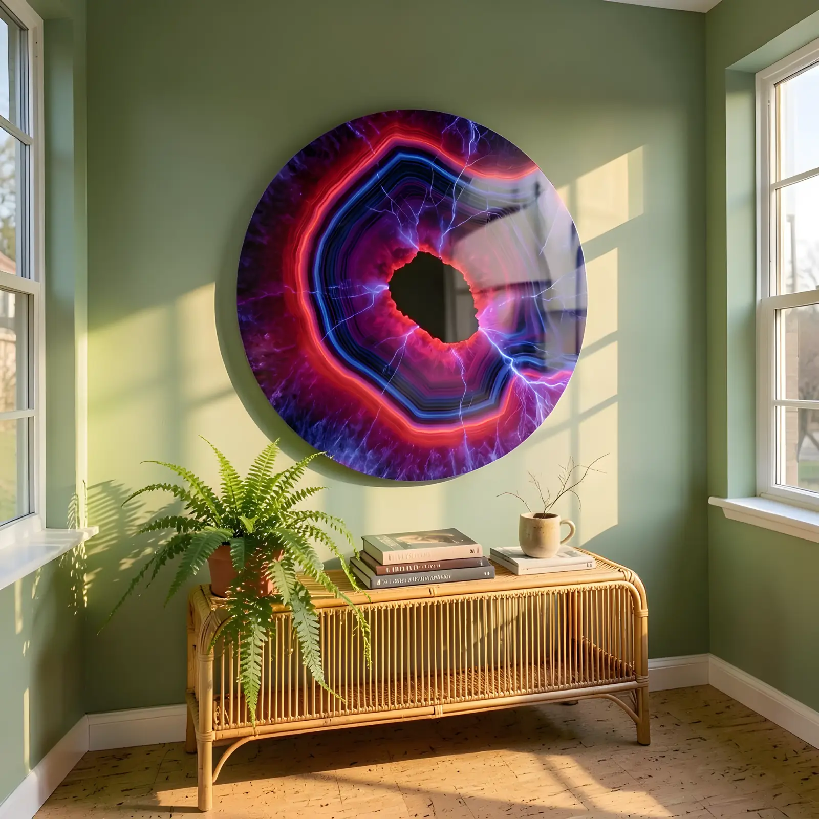 Electric Agate Geode Circular Cosmic Abstract | Glass Wall Art — 7