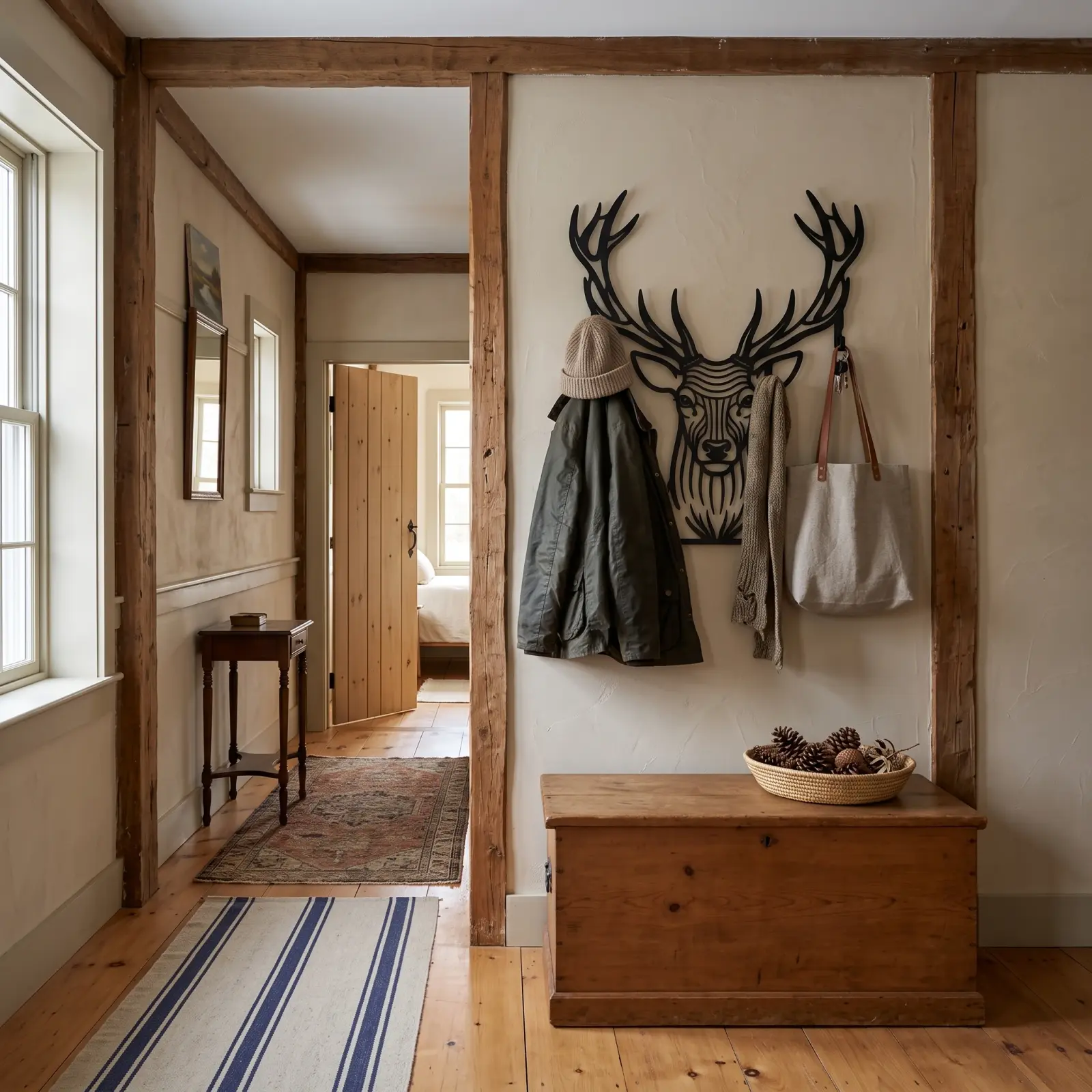 Stag Head Metal Coat Rack Wall Art – Quiet Thicket, Entryway and Mudroom Decor — 4