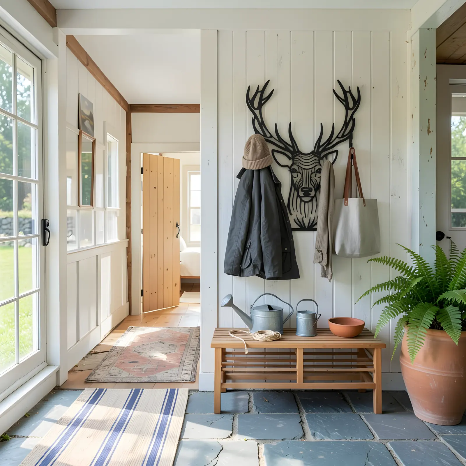 Stag Head Metal Coat Rack Wall Art – Quiet Thicket, Entryway and Mudroom Decor — 6