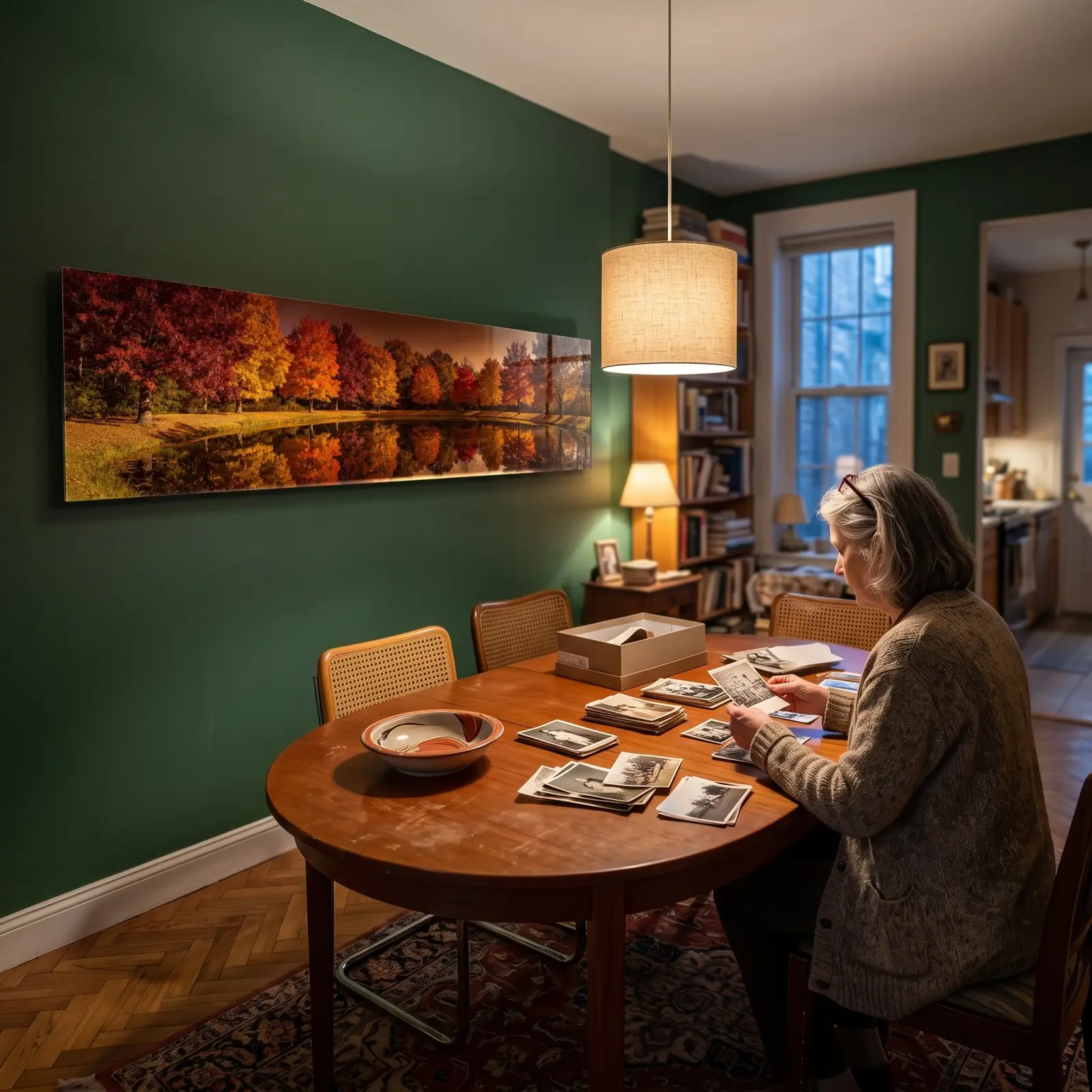 Autumn Lake Panoramic Wall Art Fall Reflection | Glass Wall Art — 3