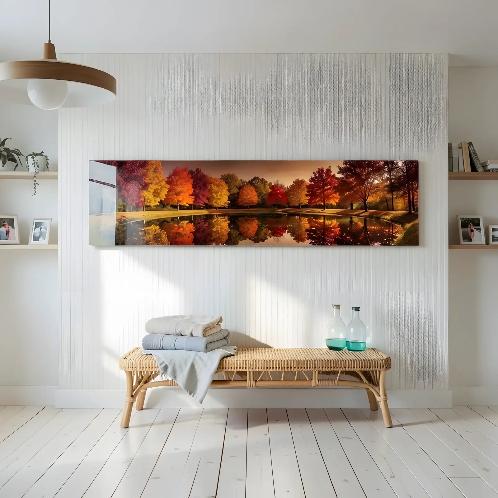 Autumn Lake Panoramic Wall Art Fall Reflection | Glass Wall Art — 4