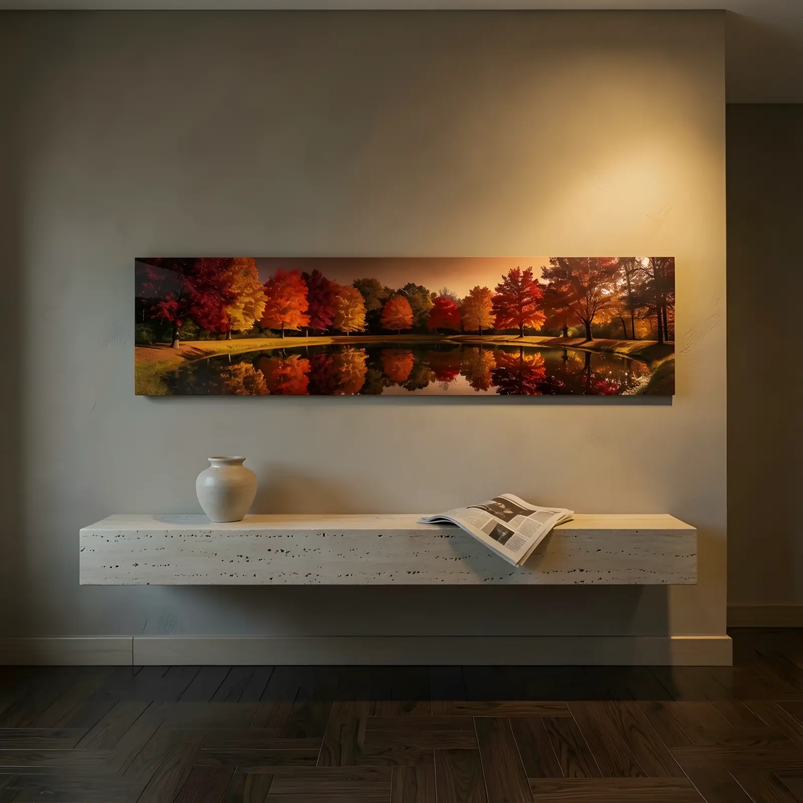 Autumn Lake Panoramic Wall Art Fall Reflection | Glass Wall Art — 5