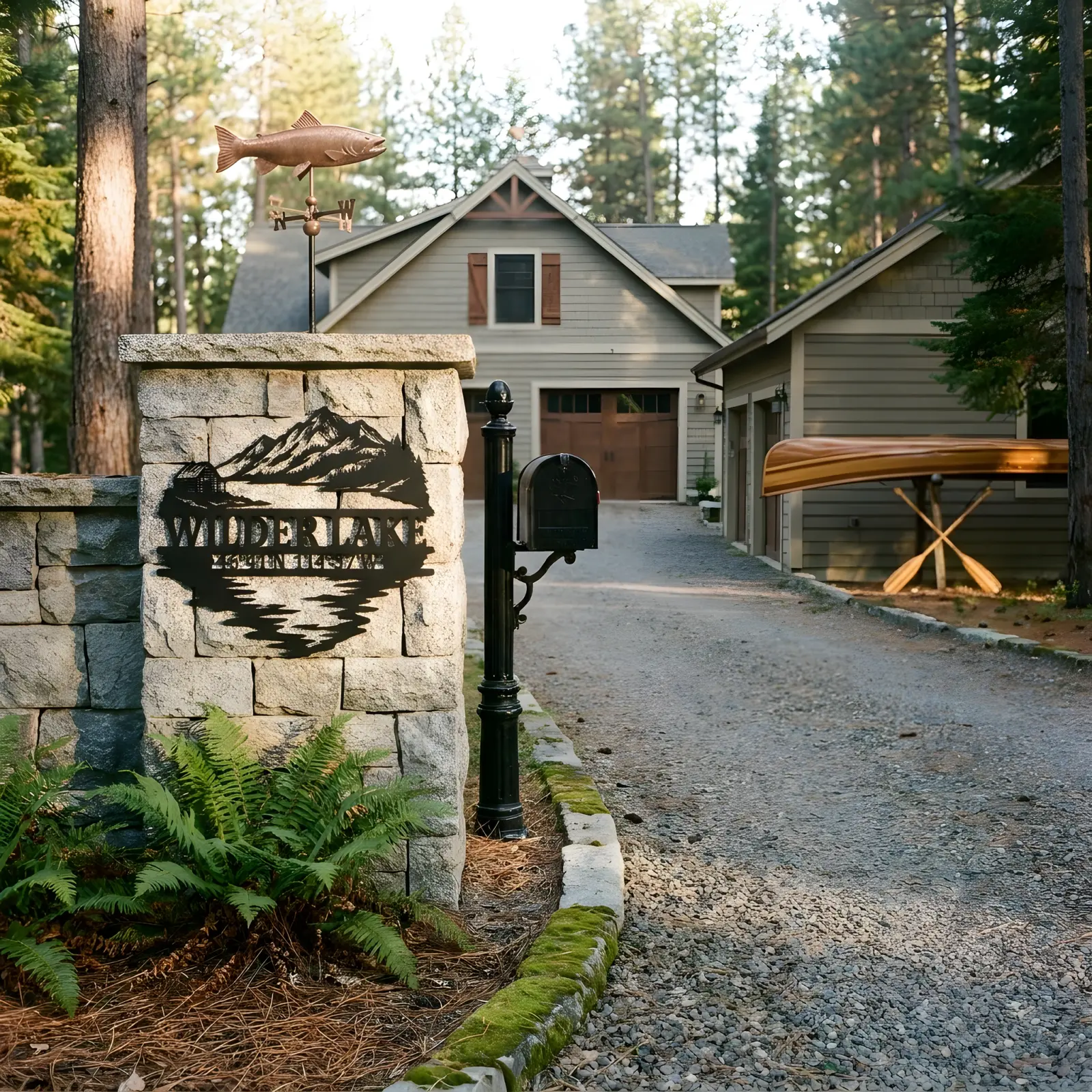 Lake House Metal Wall Art Cabin Mountain Sign – Still Water, Front Porch Decor — 6