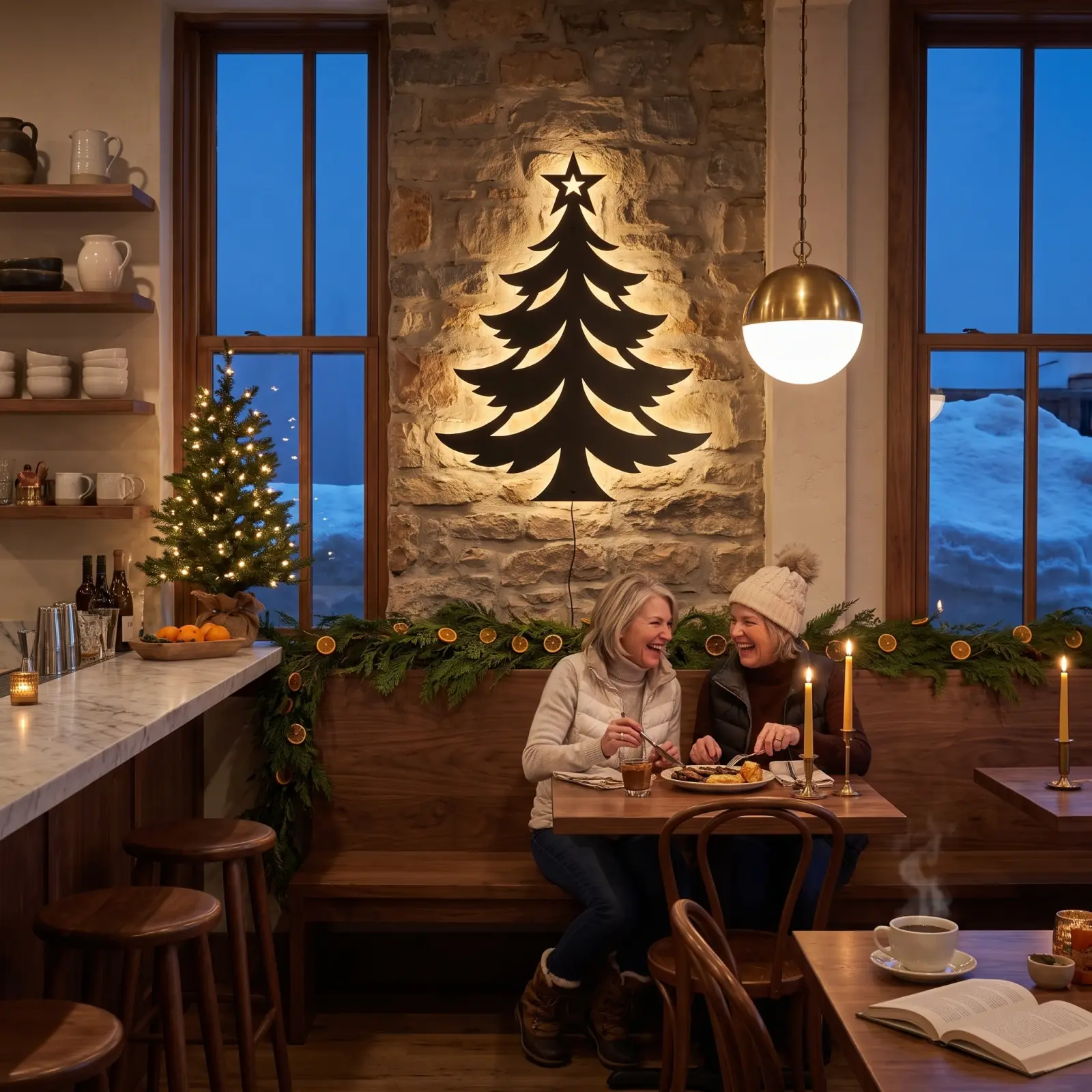 Christmas Tree LED Metal Wall Art Backlit – Ember Spruce, Fireplace Mantel Holiday Decor — 5