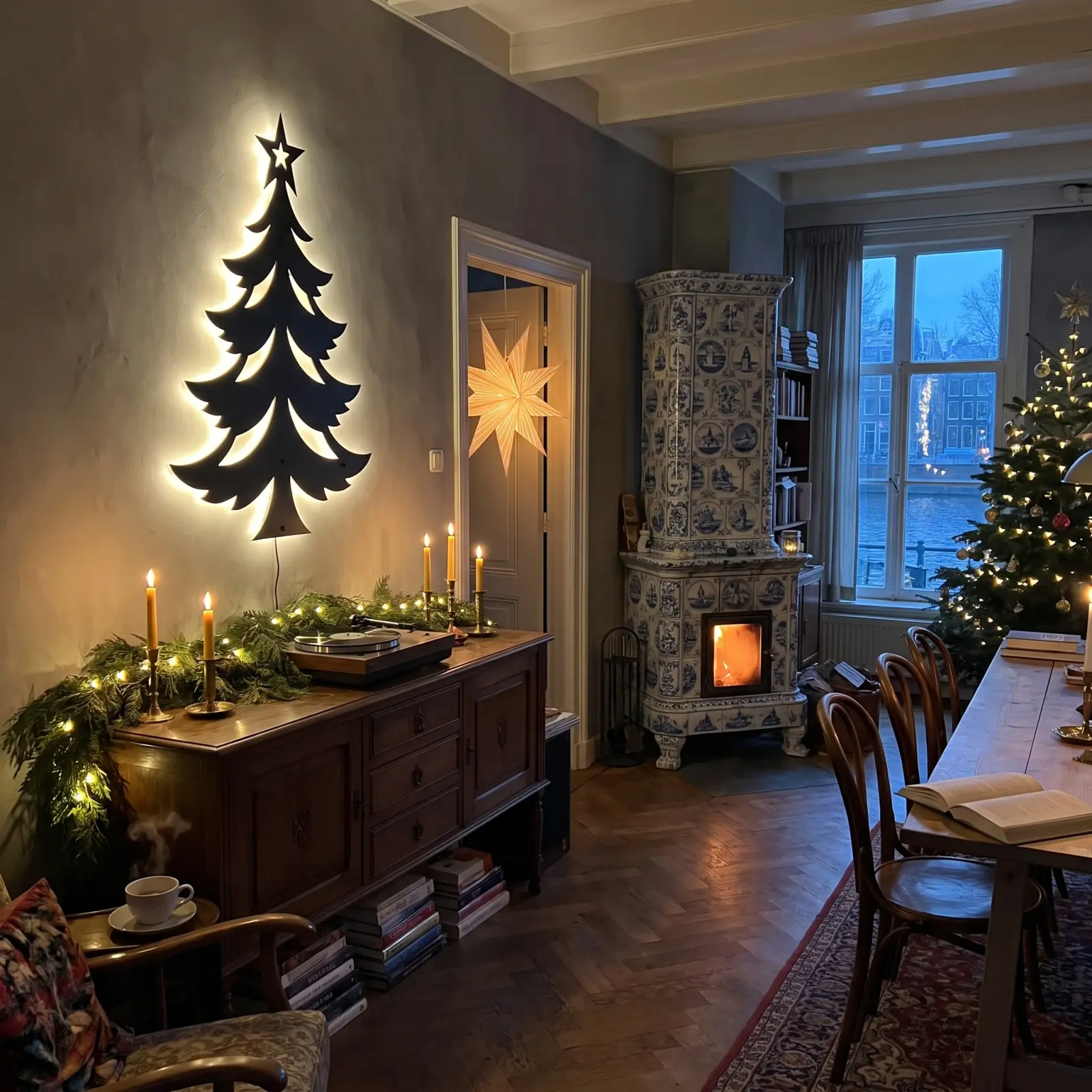 Christmas Tree LED Metal Wall Art Backlit – Ember Spruce, Fireplace Mantel Holiday Decor — 8