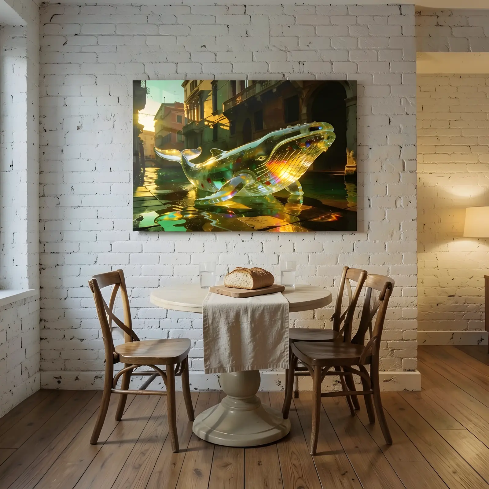 Whale Glass Wall Art Venice Canal Sunset | Tempered Glass Print — 5