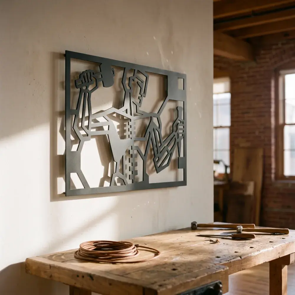 Blacksmith Metal Wall Art – Forge Titan, Industrial Man Cave Decor