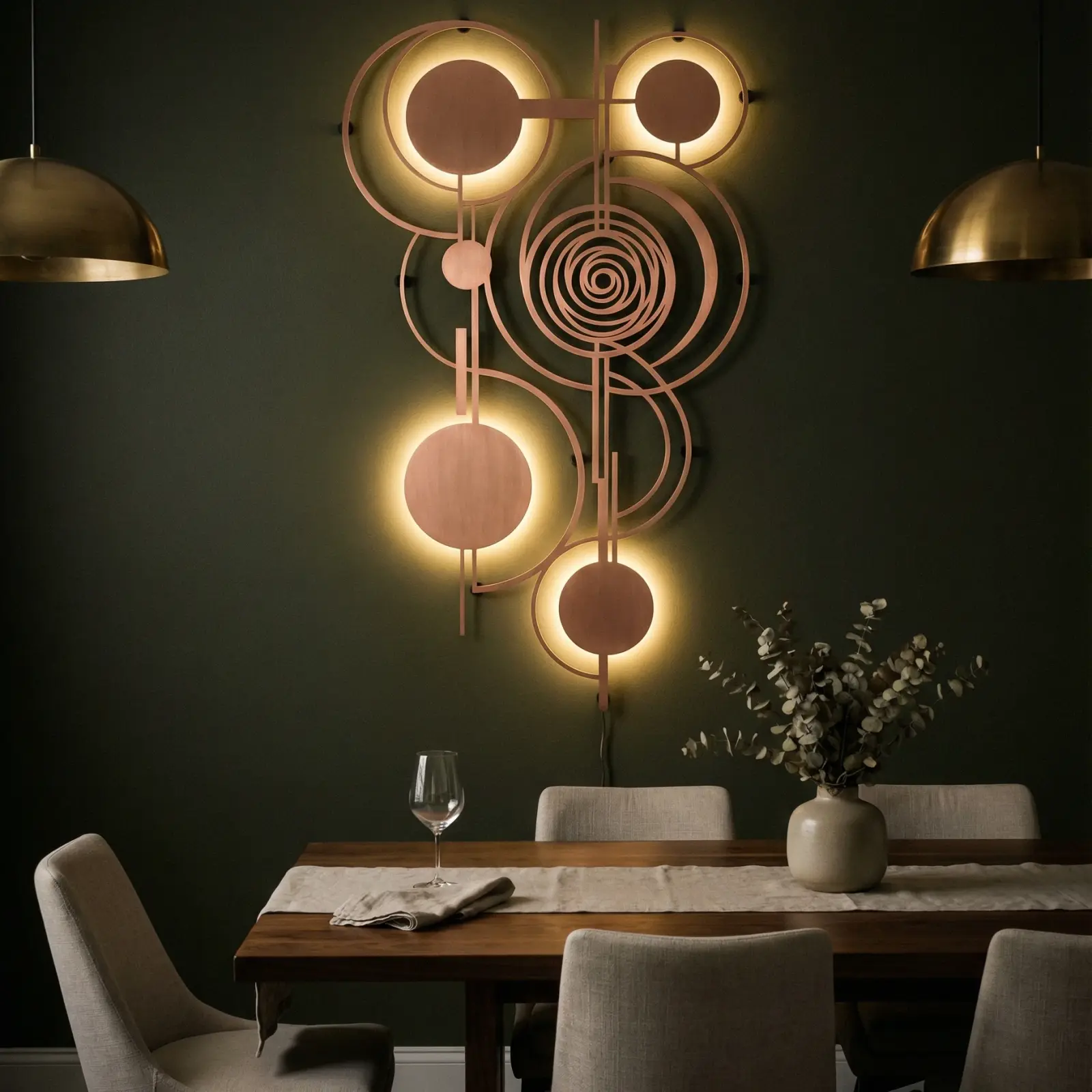 Mid Century Geometric Metal Wall Art – Orbital Harmony, Living Room Decor
