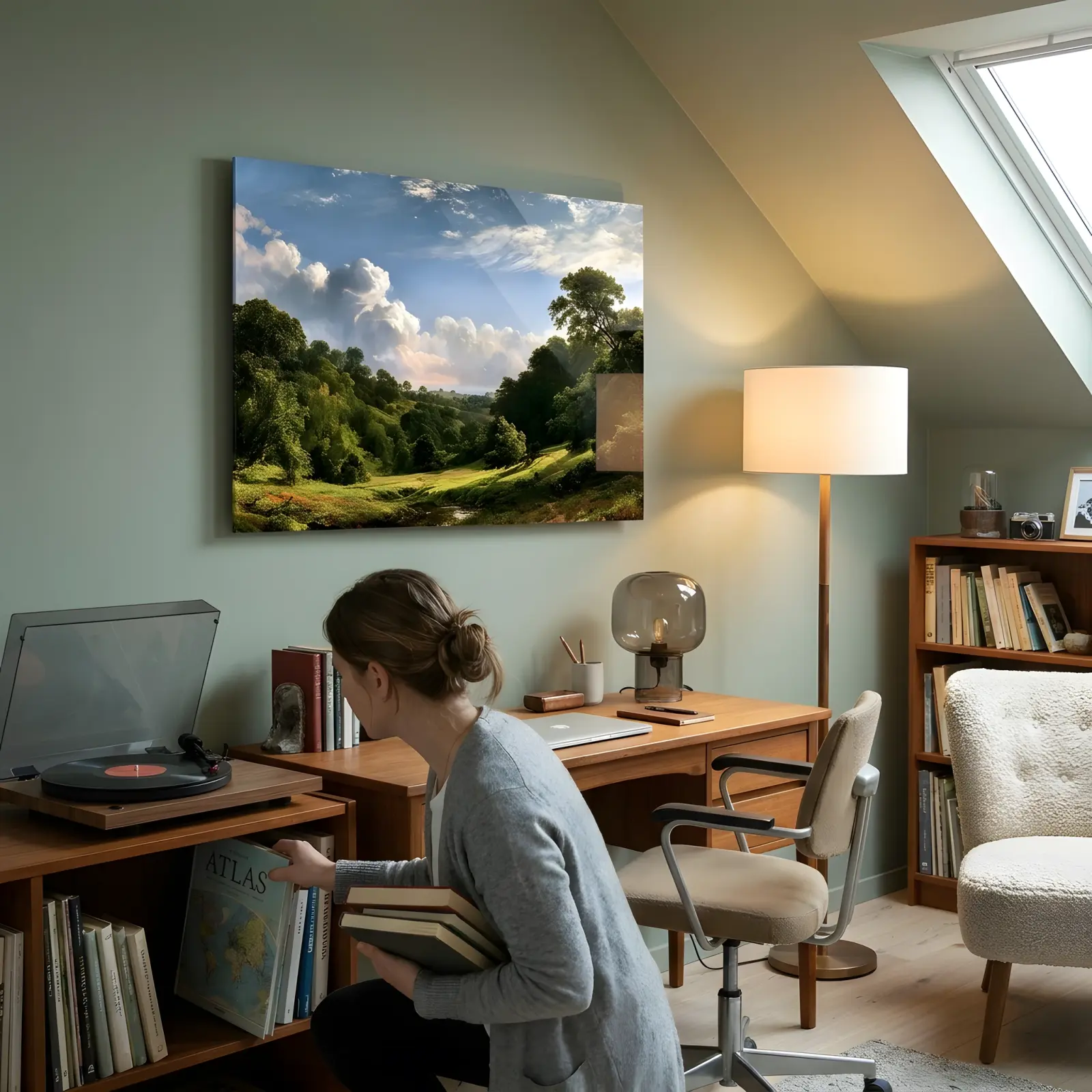 Pastoral Valley Landscape Painting Summer Meadow | Glass Wall Art — 3