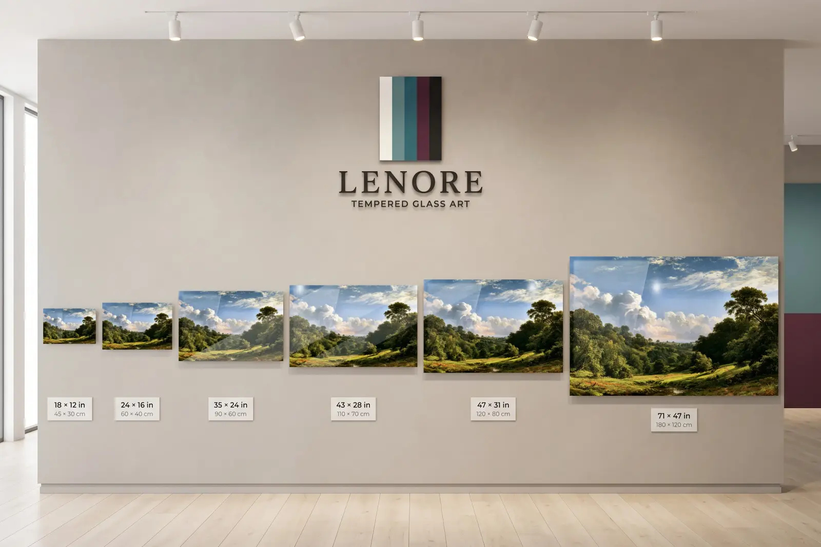 Pastoral Valley Landscape Painting Summer Meadow | Glass Wall Art — 5