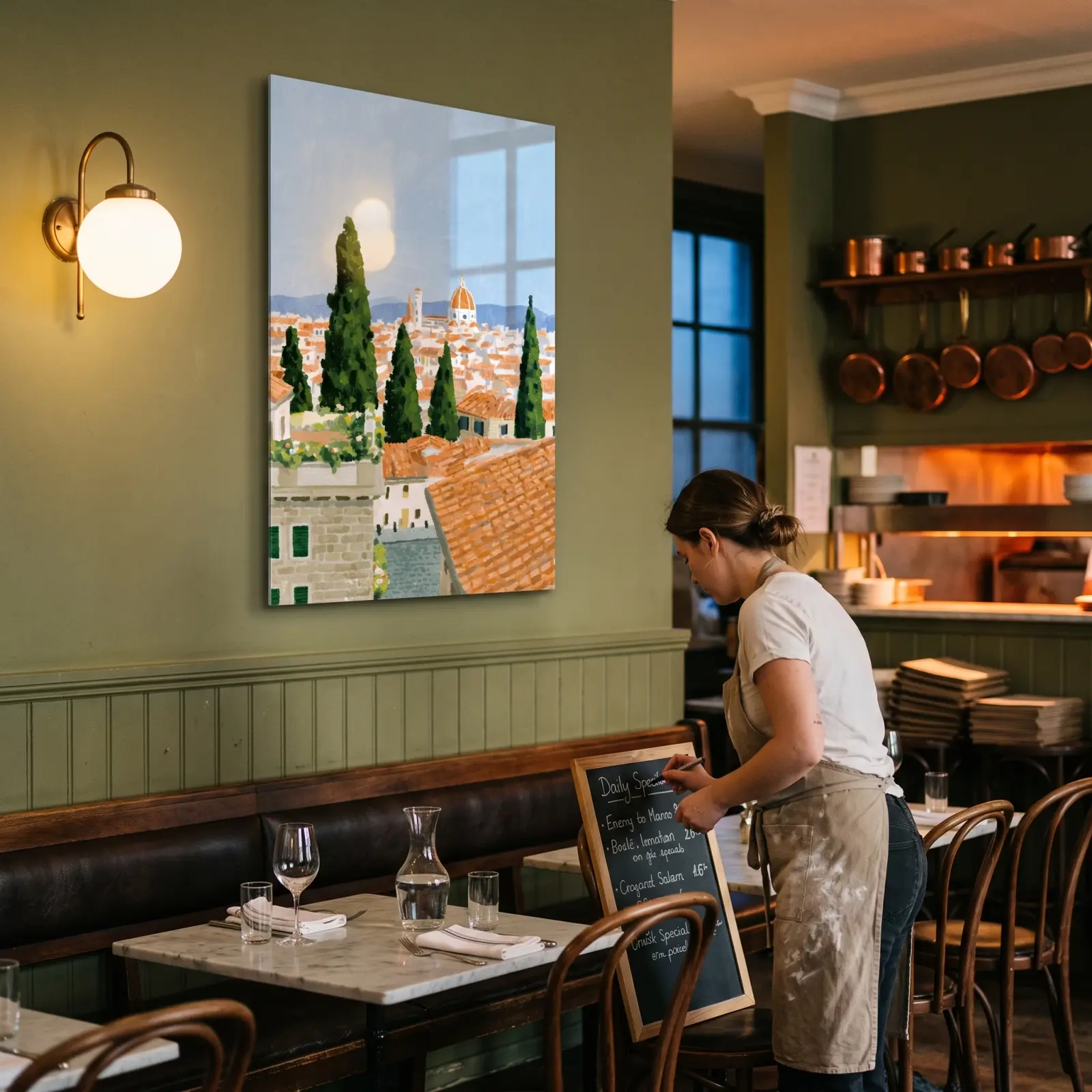 Tuscan Window View Italian Breakfast Scene | Glass Wall Art — 3