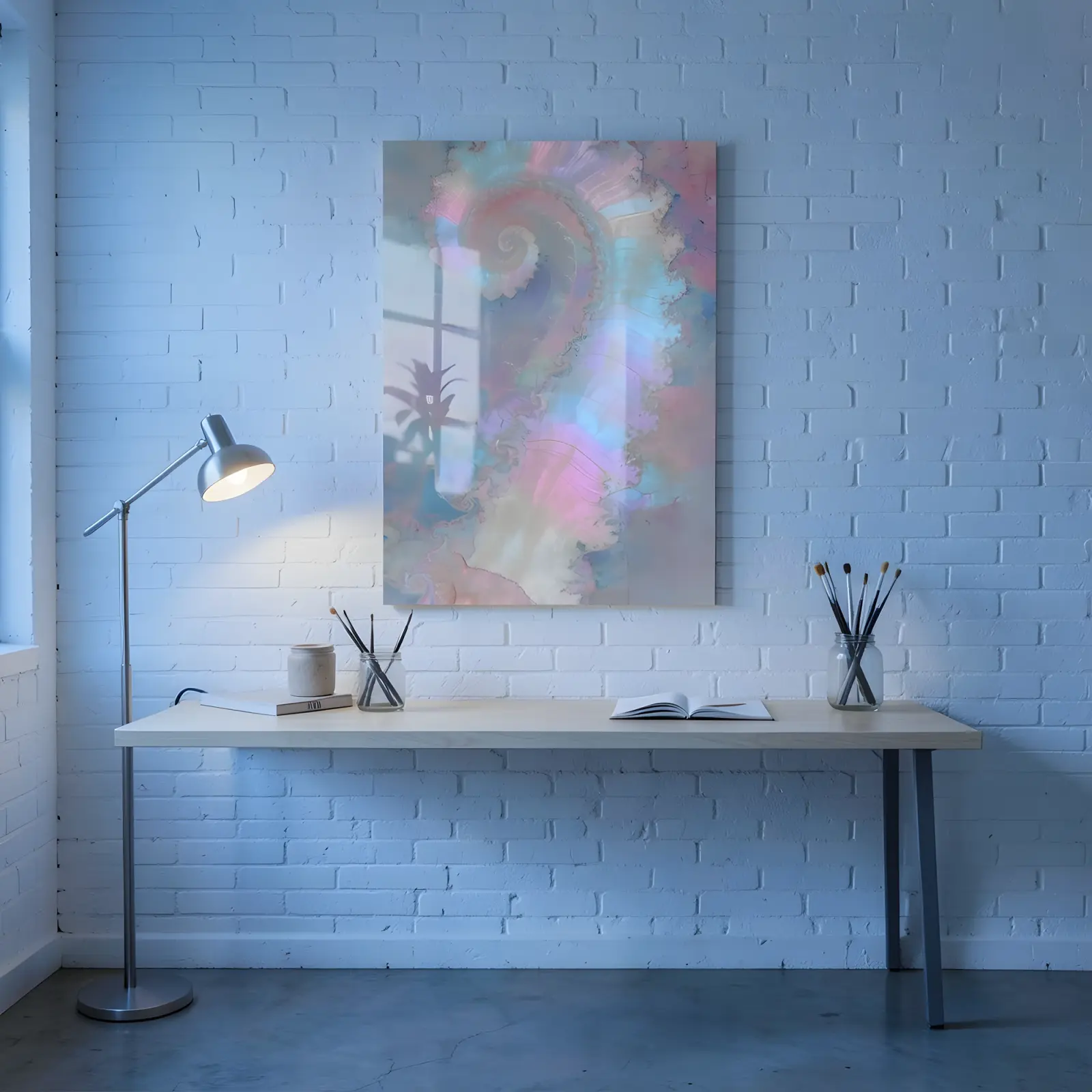 Pastel Fractal Spiral Iridescent Shell Glass Wall Art — 6
