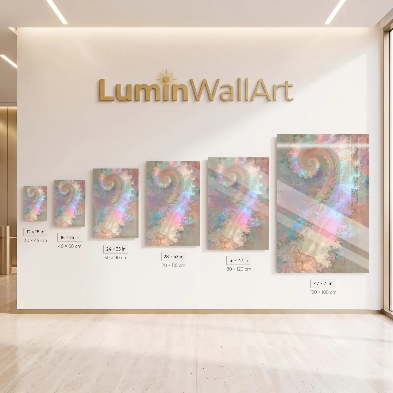 Pastel Fractal Spiral Iridescent Shell Glass Wall Art — 7