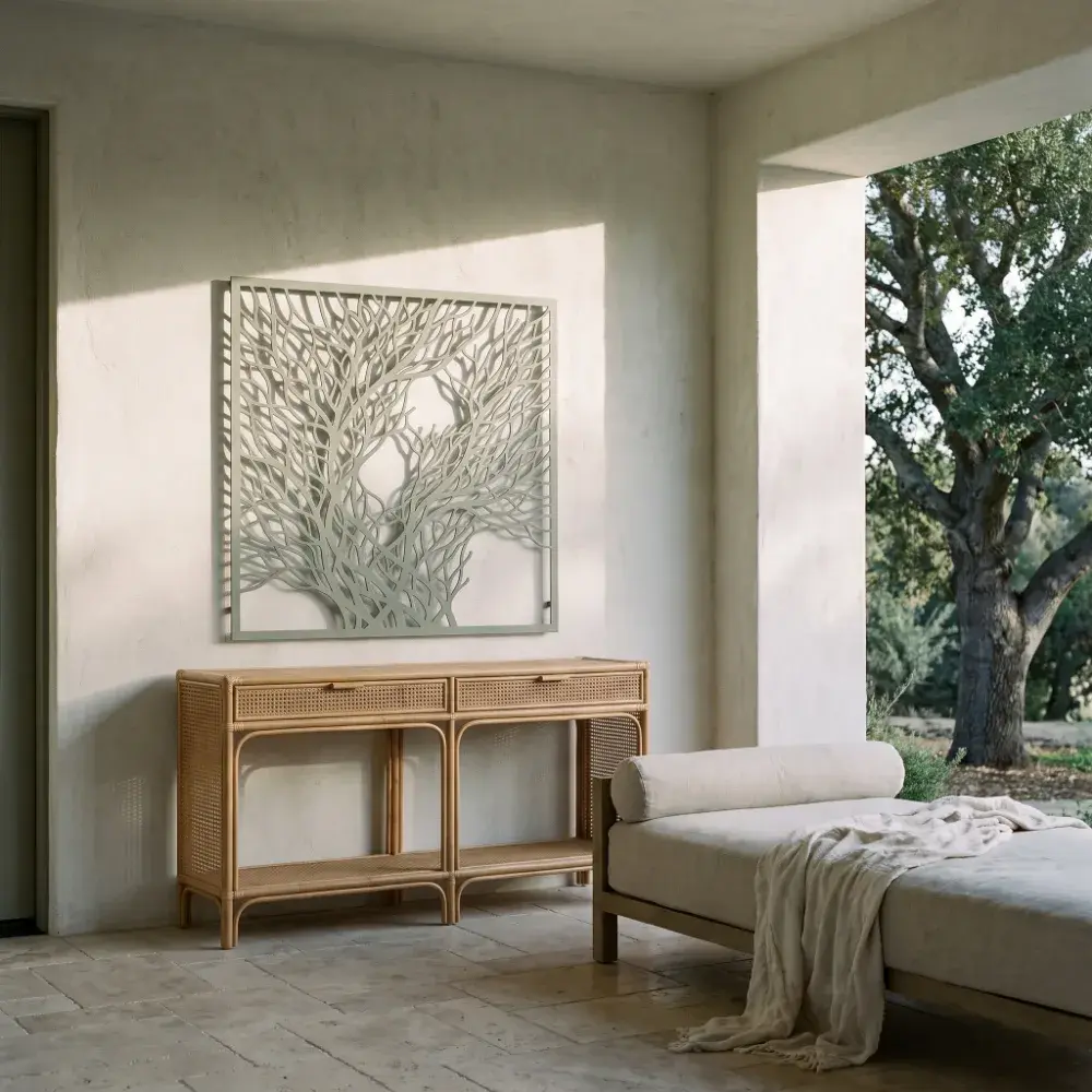 Botanical Tree Metal Wall Art – Whispering Canopy, Living Room Decor