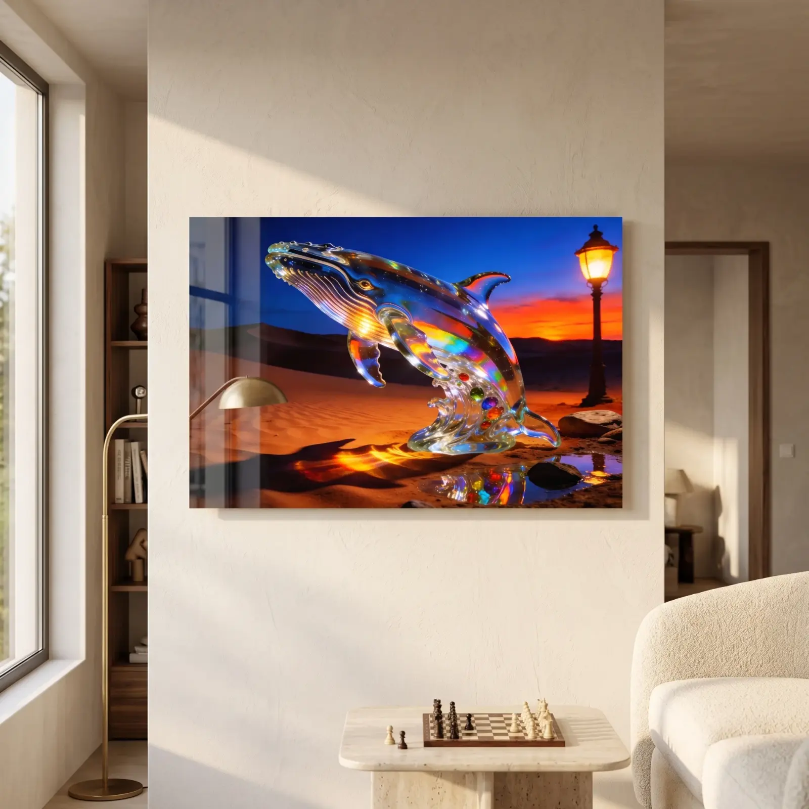 Crystal Whale Glass Wall Art Desert Twilight Tempered Glass Print